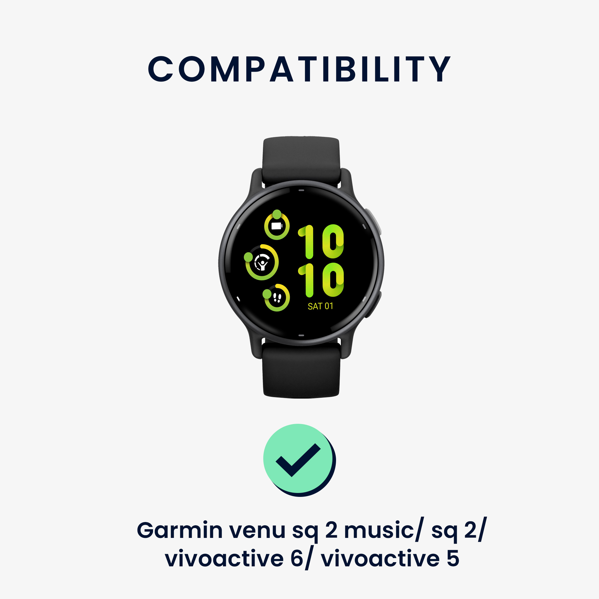Řemínek pro Garmin Venu Sq 2 Music / Sq 2 / Vivoactive 6 / Vivoactive 5 kwmobile silikonové - pastelově zelená