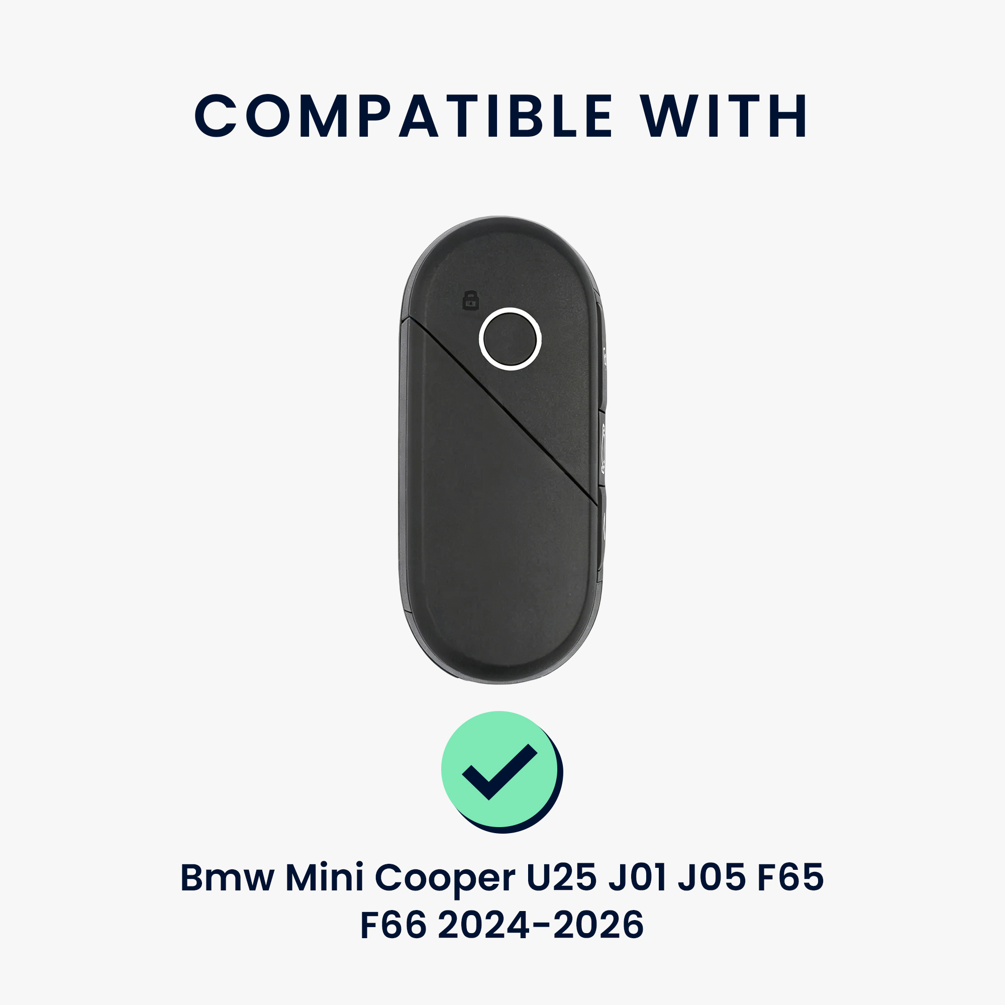 Obal na klíč od auta pro BMW Mini Cooper U25 J01 J05 F65 F66 2024-2026 kwmobile s kroužkem z pravé kůže - černá