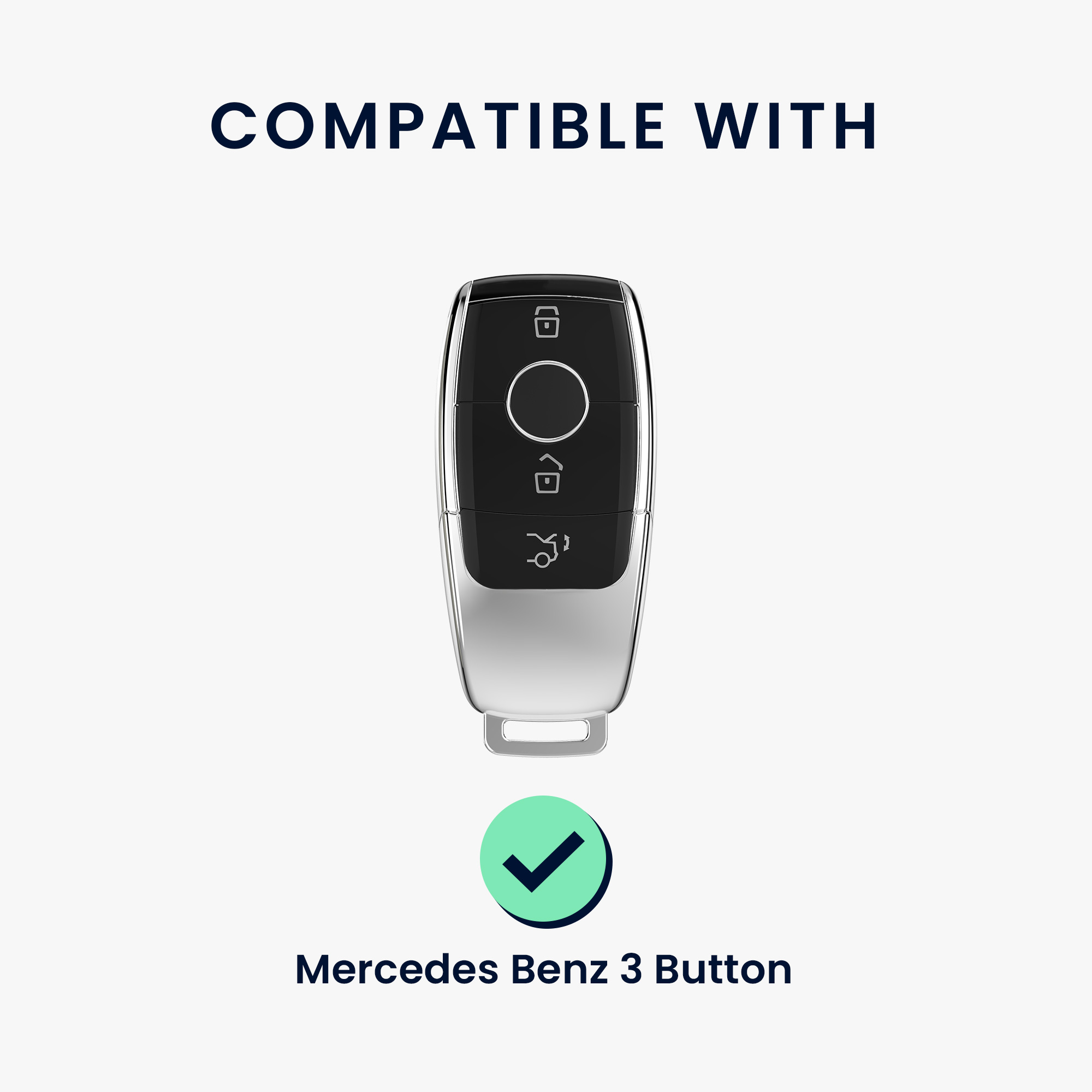 Obal na klíč od auta pro Mercedes Benz chytrý klíč se 3 tlačítky kwmobile s kroužkem TPU - černé pouzdro na klíč