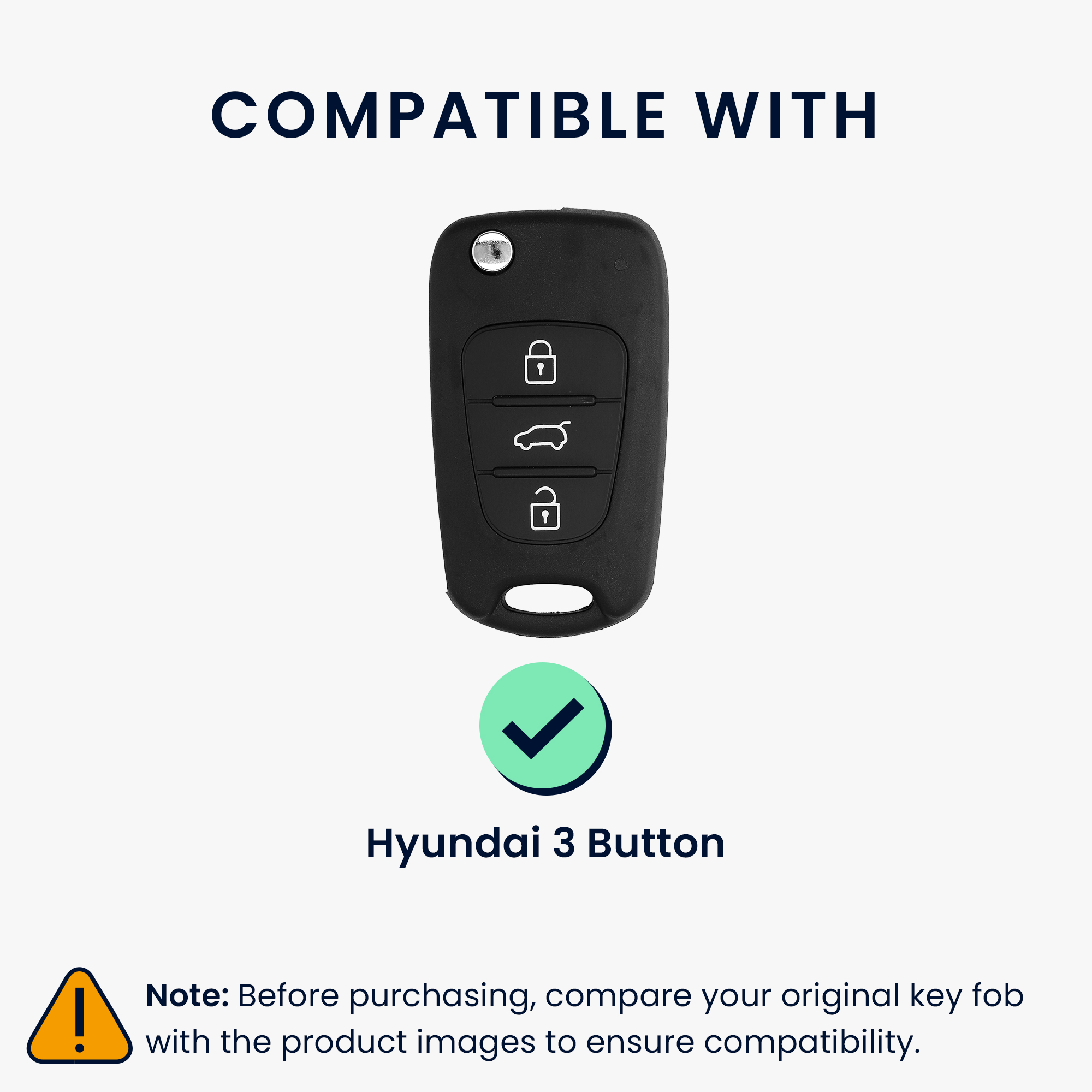 Náhradní tlačítka na klíč od auta pro Hyundai výklopný klíč se 3 tlačítky Keypad kwmobile - černá / bílá