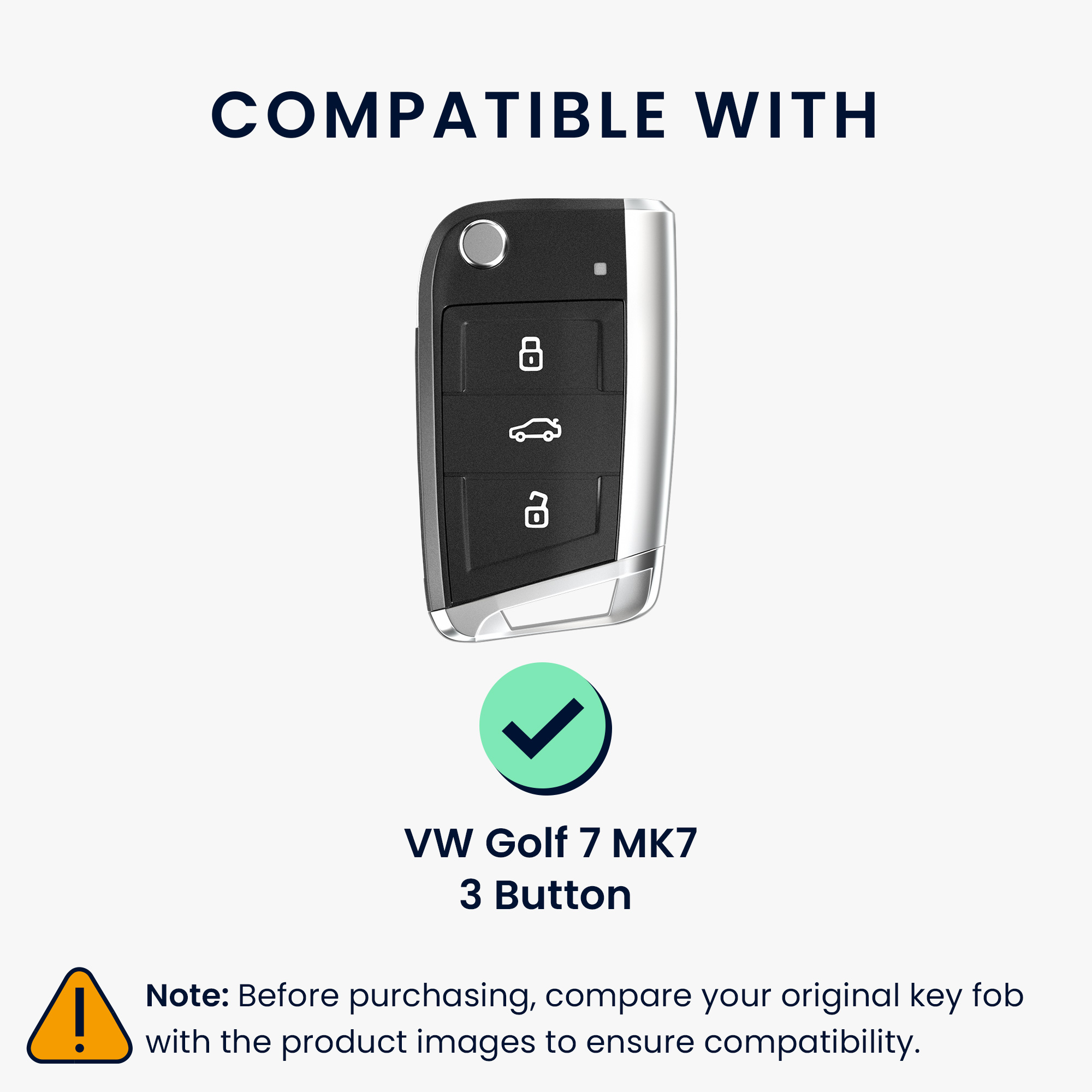 Náhradní tlačítka na klíč od auta pro VW Golf 7 MK7 klíč se 3 tlačítky Keypad kwmobile - černá / bílá