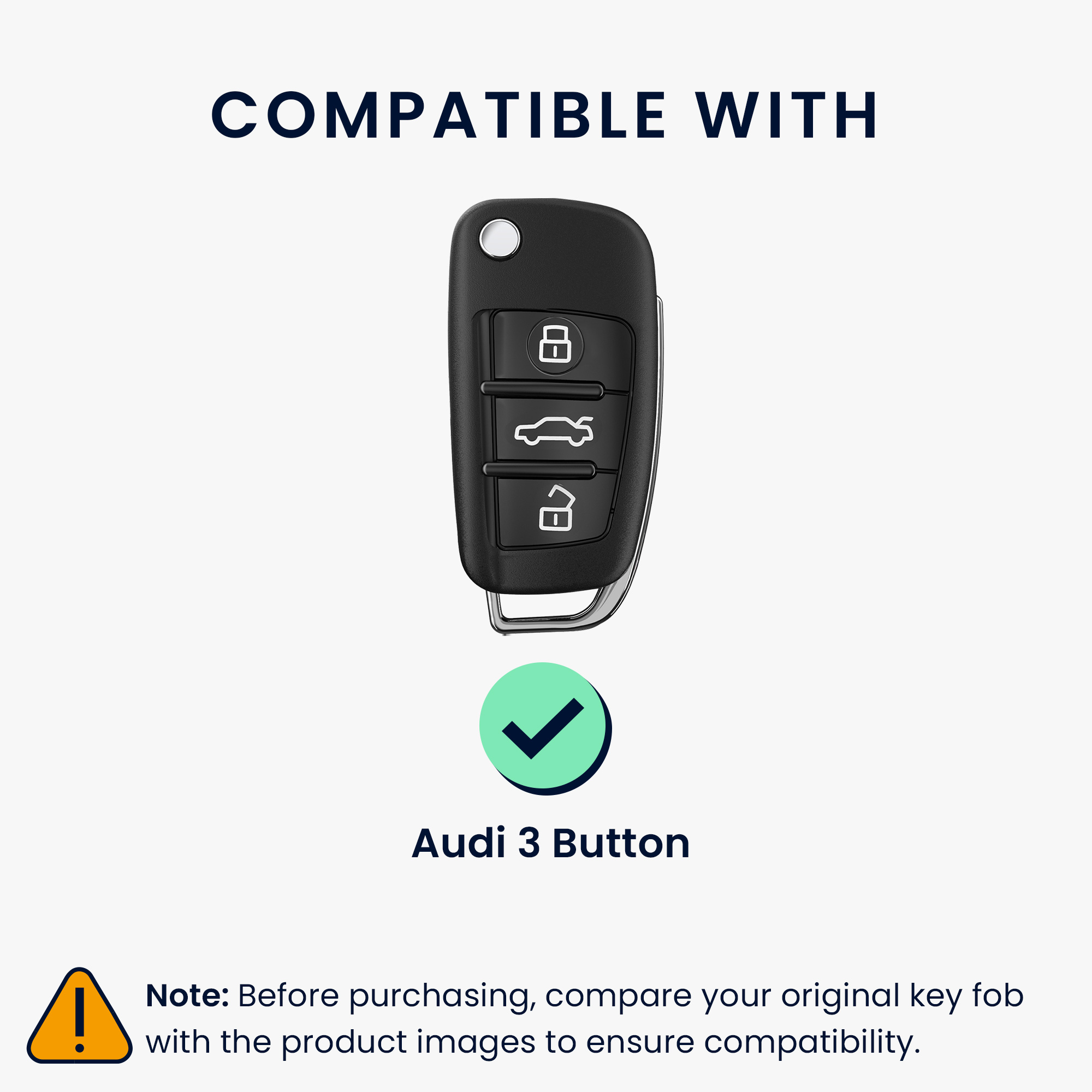 Náhradní tlačítka na klíč od auta pro Audi výklopný klíč se 3 tlačítky Keypad kwmobile - černá / bílá