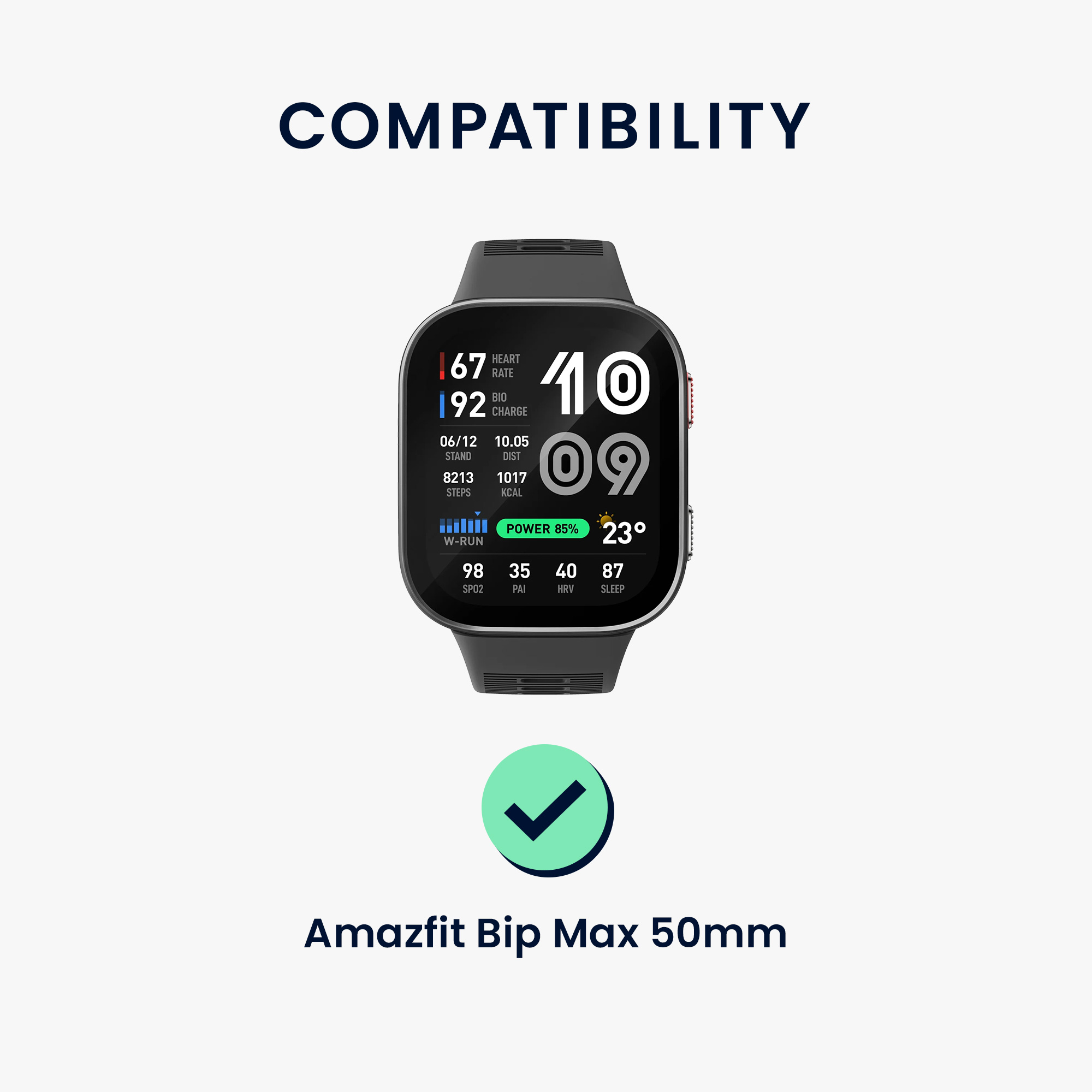 Ochranná fólie pro Amazfit Bip Max 50mm kwmobile - 2x ochrana pro chytré hodinky, odolná proti otiskům prstů