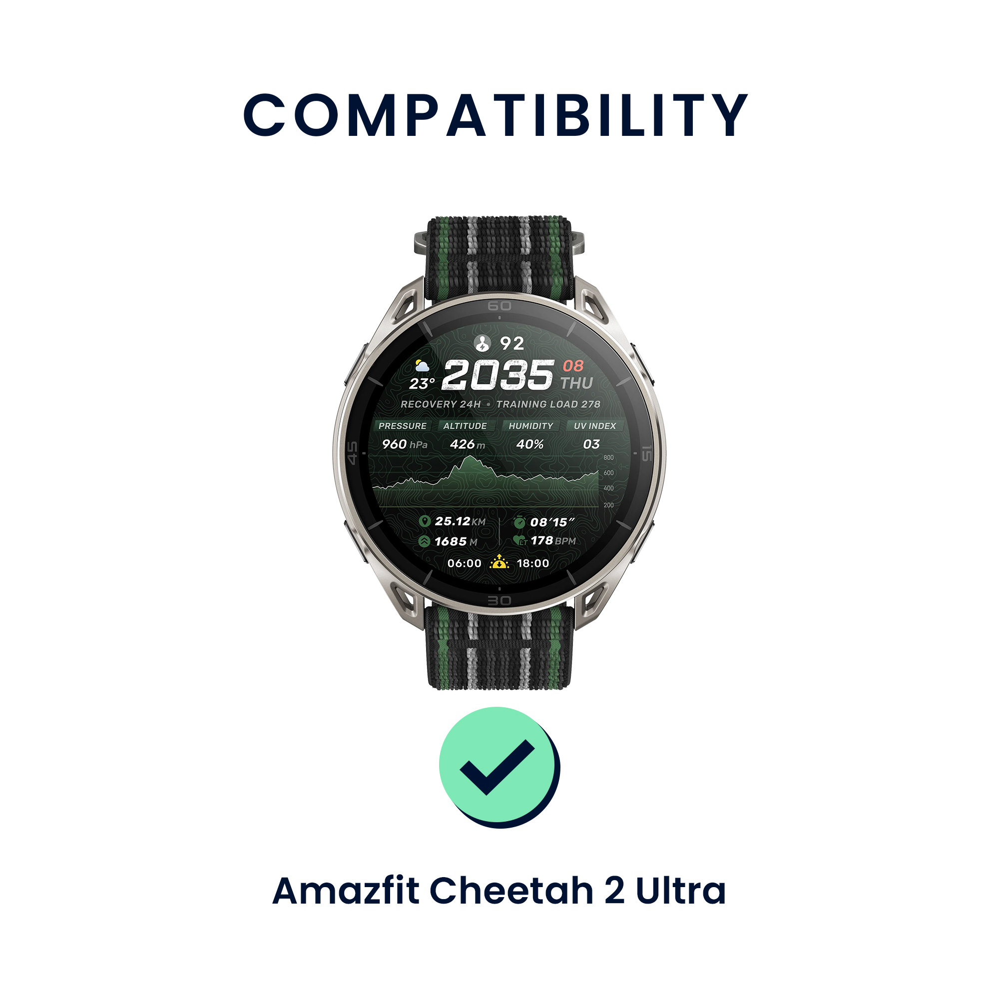 Řemínky pro Amazfit Cheetah 2 Ultra kwmobile silikonové - černá / tmavě zelená