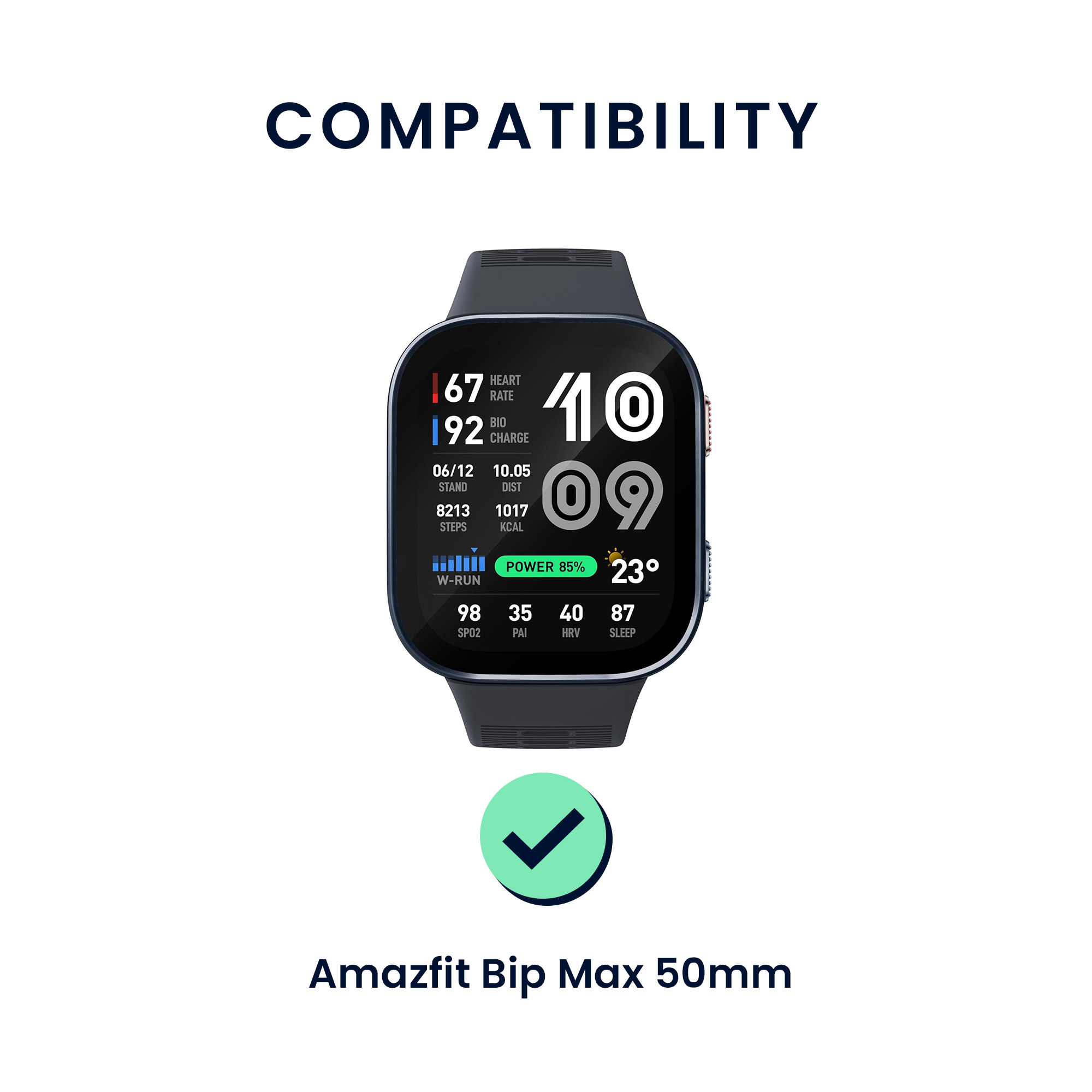 Řemínky pro Amazfit Bip Max 50mm kwmobile silikonové - černá / tmavě zelená