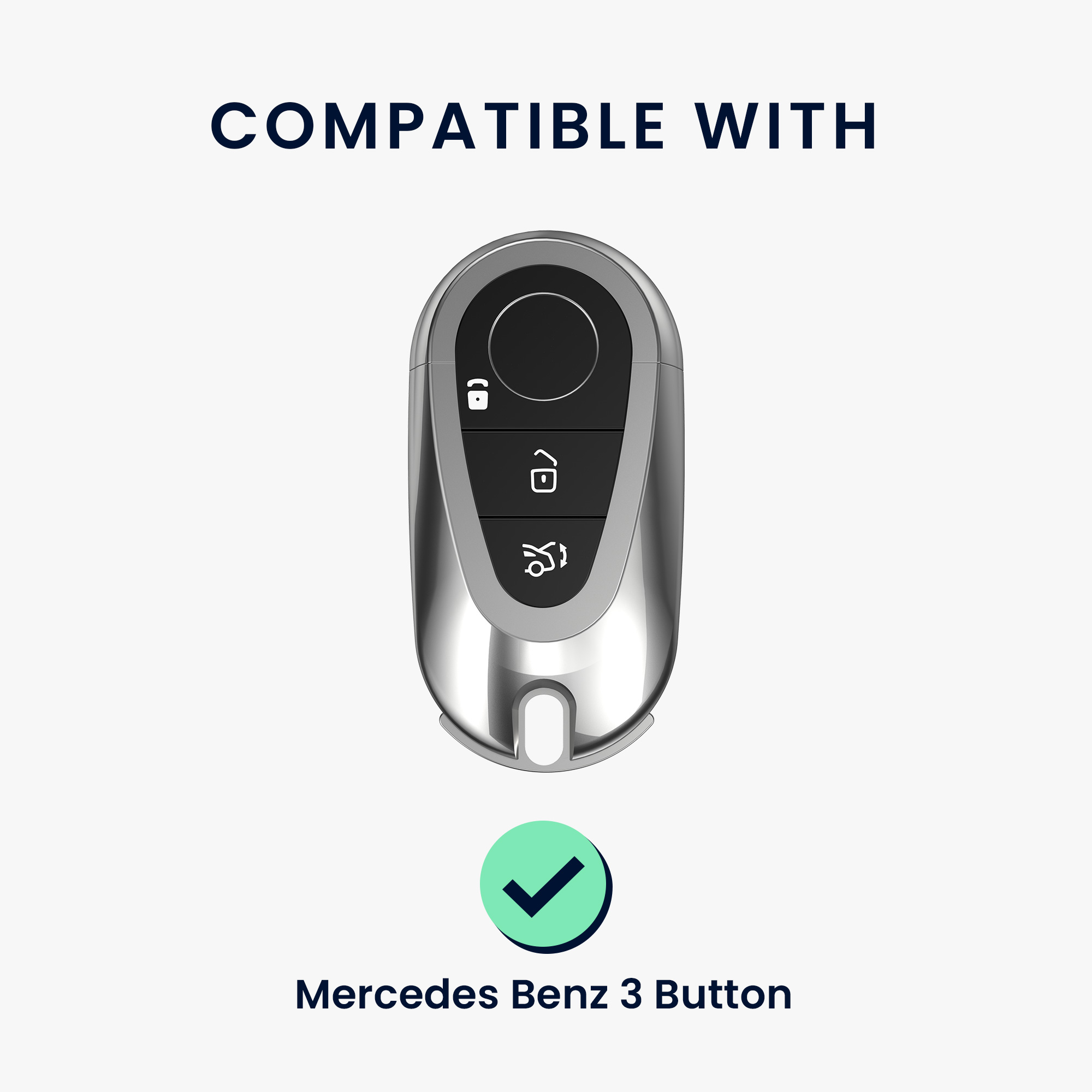Obal na klíč pro Mercedes-Benz Smart Key se 3 tlačítky, měkké protiskluzové TPU s matným povrchem, odolné proti poškrábání kwmobile ‑ černá