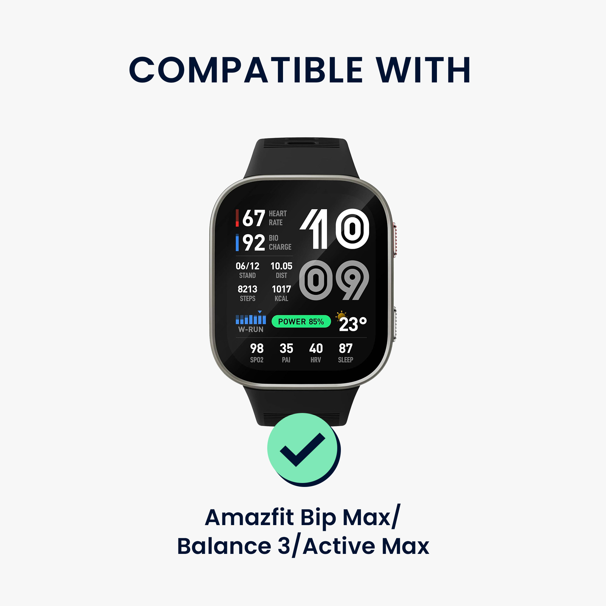 Kožený řemínek pro Amazfit Bip Max / Balance 3 / Active Max kwmobile ‑ černá