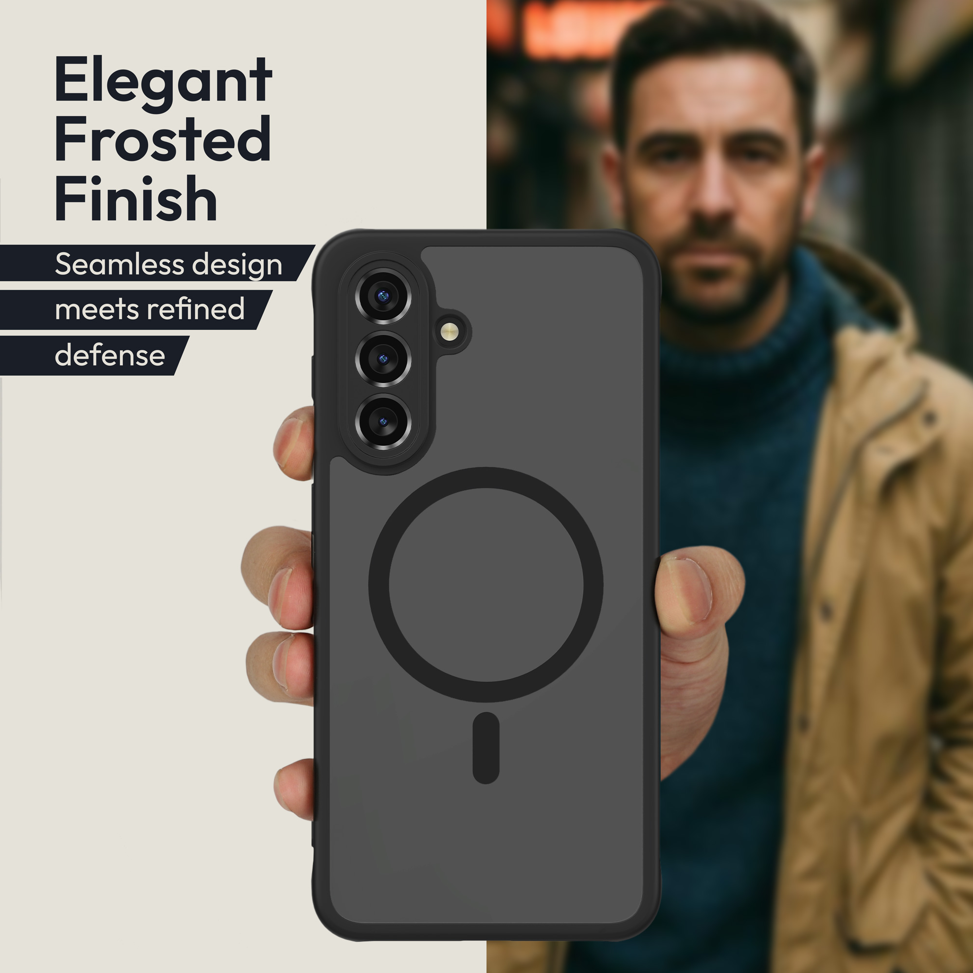 Kryt na mobil Samsung Galaxy A56 5G Oakshield TPU MagSafe ochrana kamery + ochranné sklo černý