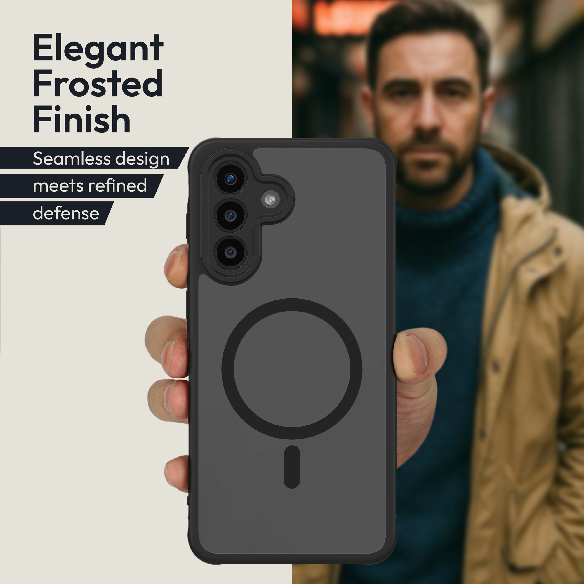 Kryt na mobil Samsung Galaxy A57 5G Oakshield TPU MagSafe ochrana kamery + ochranné sklo černý