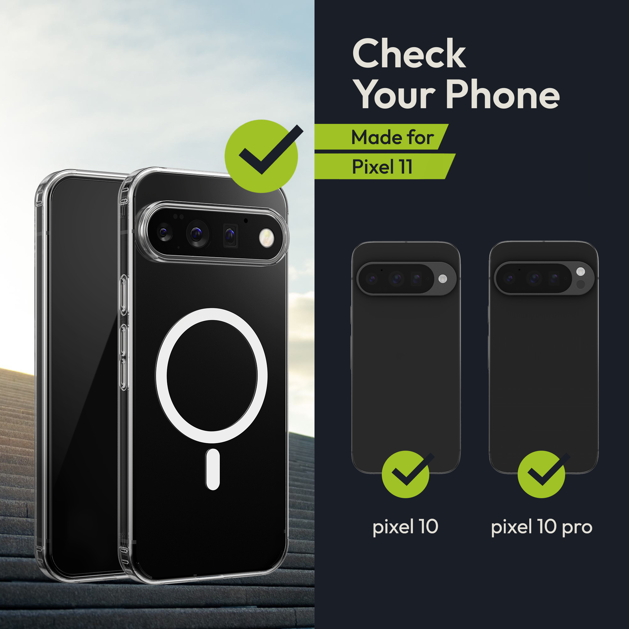 Transparentní pouzdro pro Google Pixel 11 / Pixel 10 / Pixel 10 Pro Oakshield MagSafe 9H - transparentní / bílá