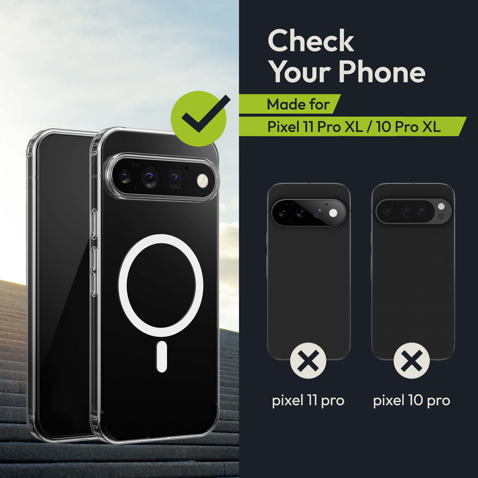 Transparentní pouzdro + ochranné sklo pro Google Pixel 11 Pro XL / Pixel 10 Pro XL Oakshield MagSafe 9H - transparentní / bílá