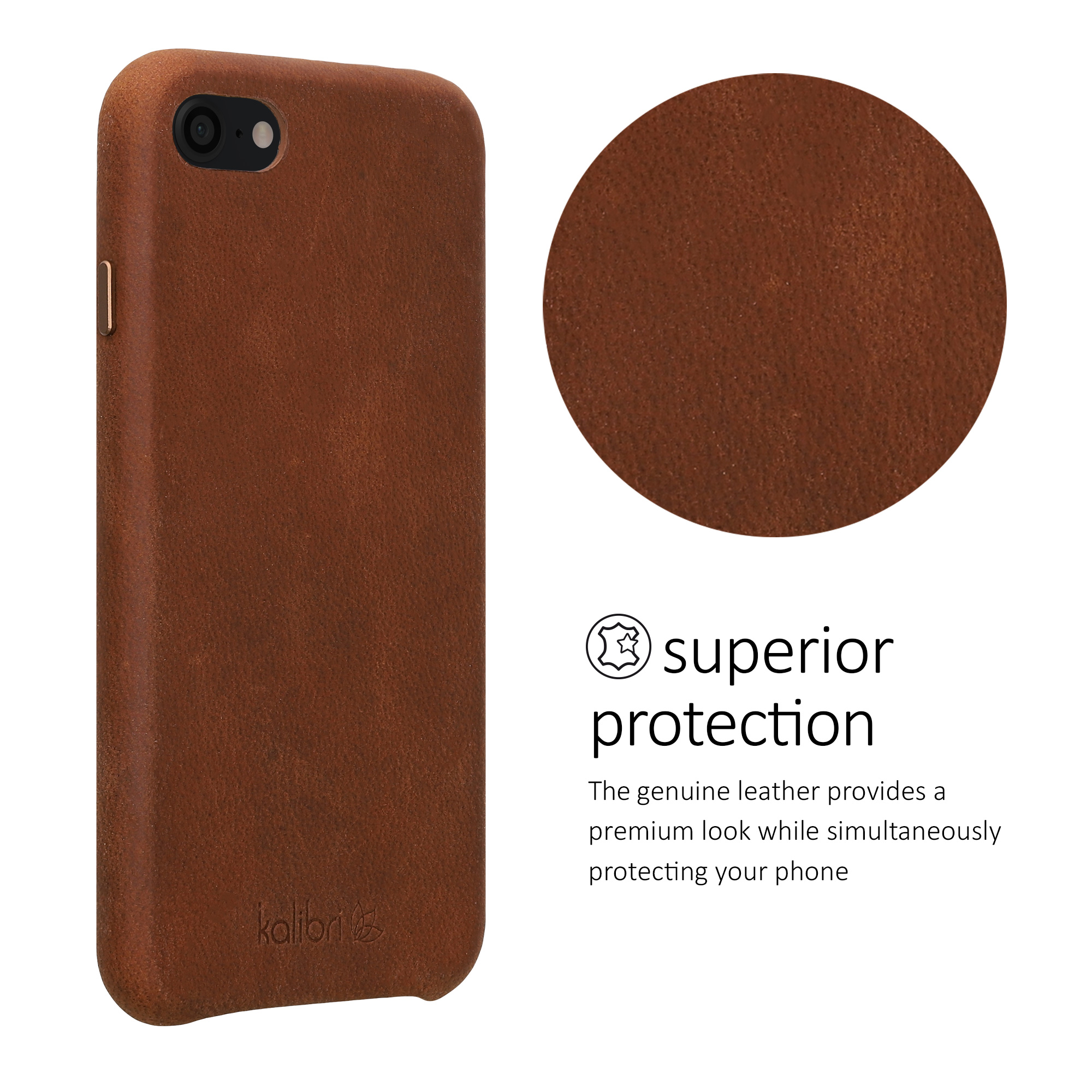 Pouzdro pro Apple iPhone SE (2022) / iPhone SE (2020) / iPhone 8 / iPhone 7 kalibri z pravé kůže - hnědá