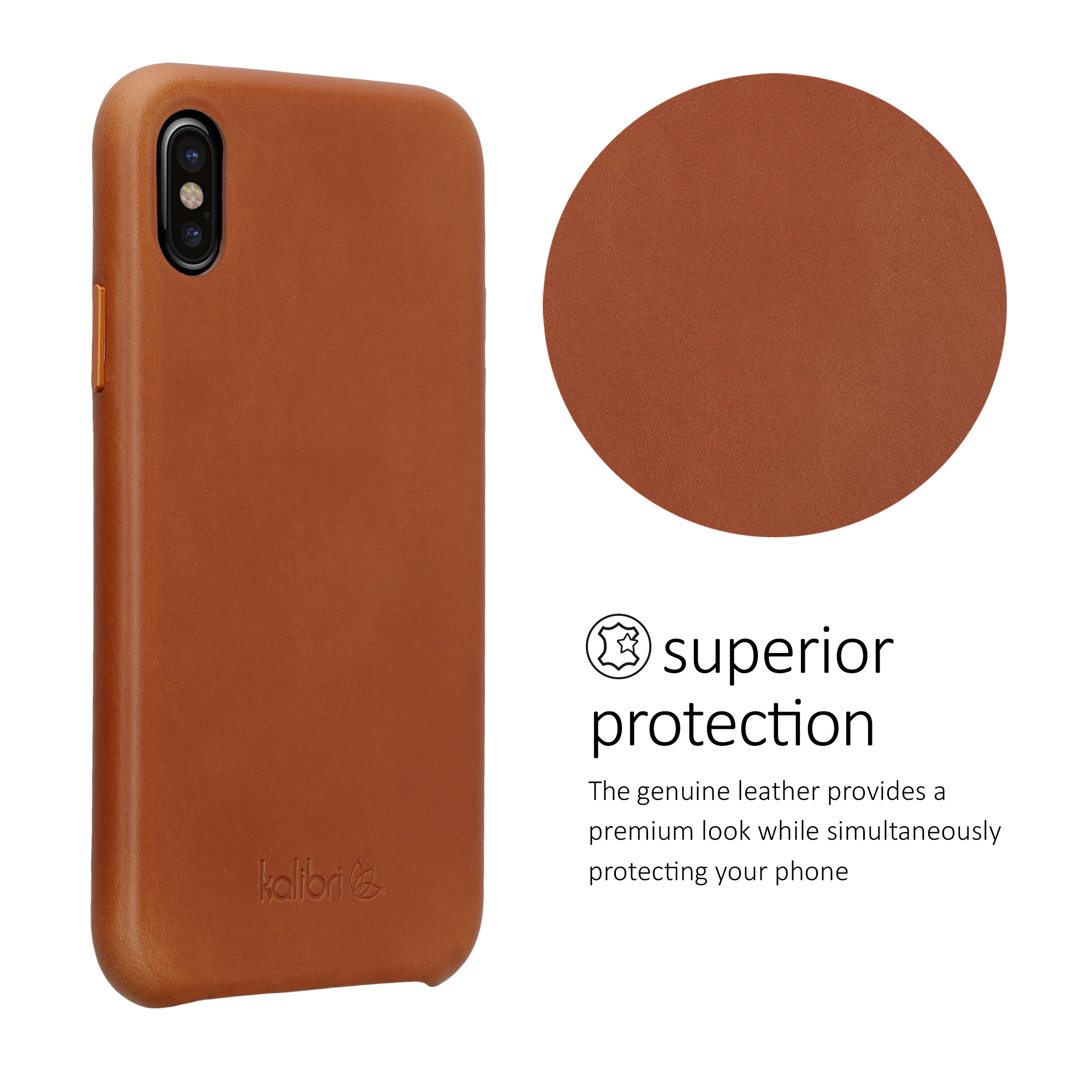 Kožený kryt na mobil kalibri pro Apple iPhone X - koňaková