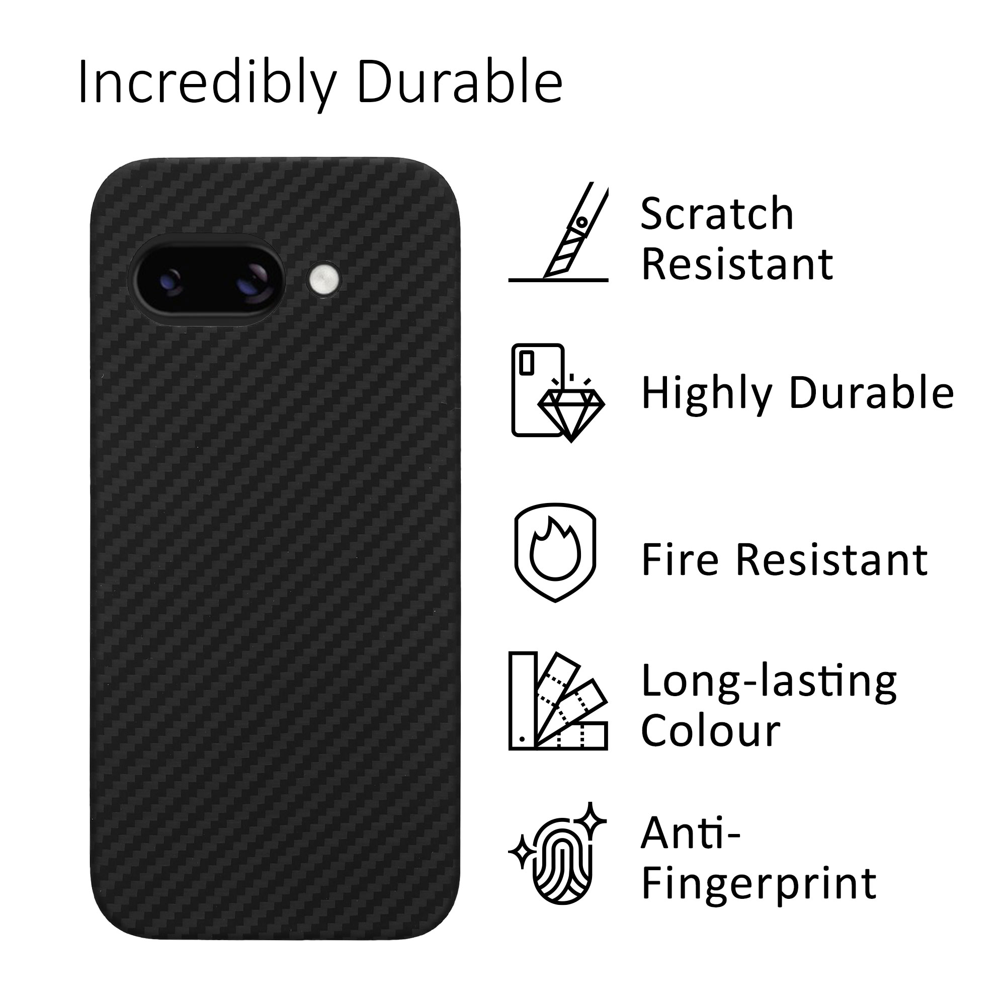 Aramidový kryt kalibri pro Google Pixel 9a - černá matná