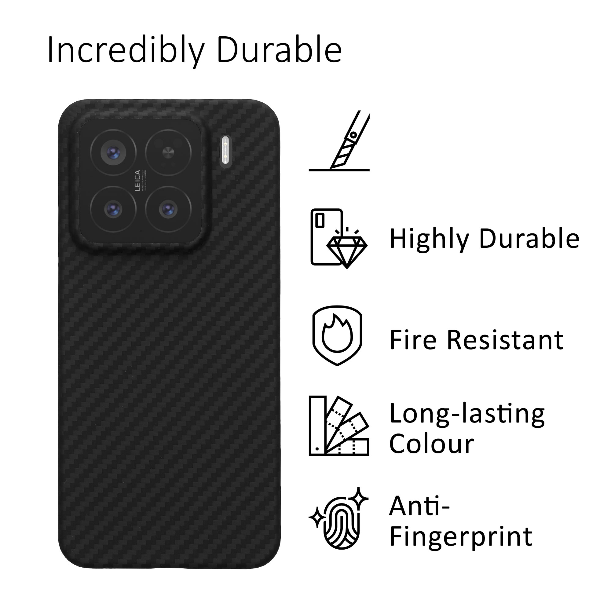 Kryt na mobil Xiaomi 15 kalibri Aramid Fiber matná černá