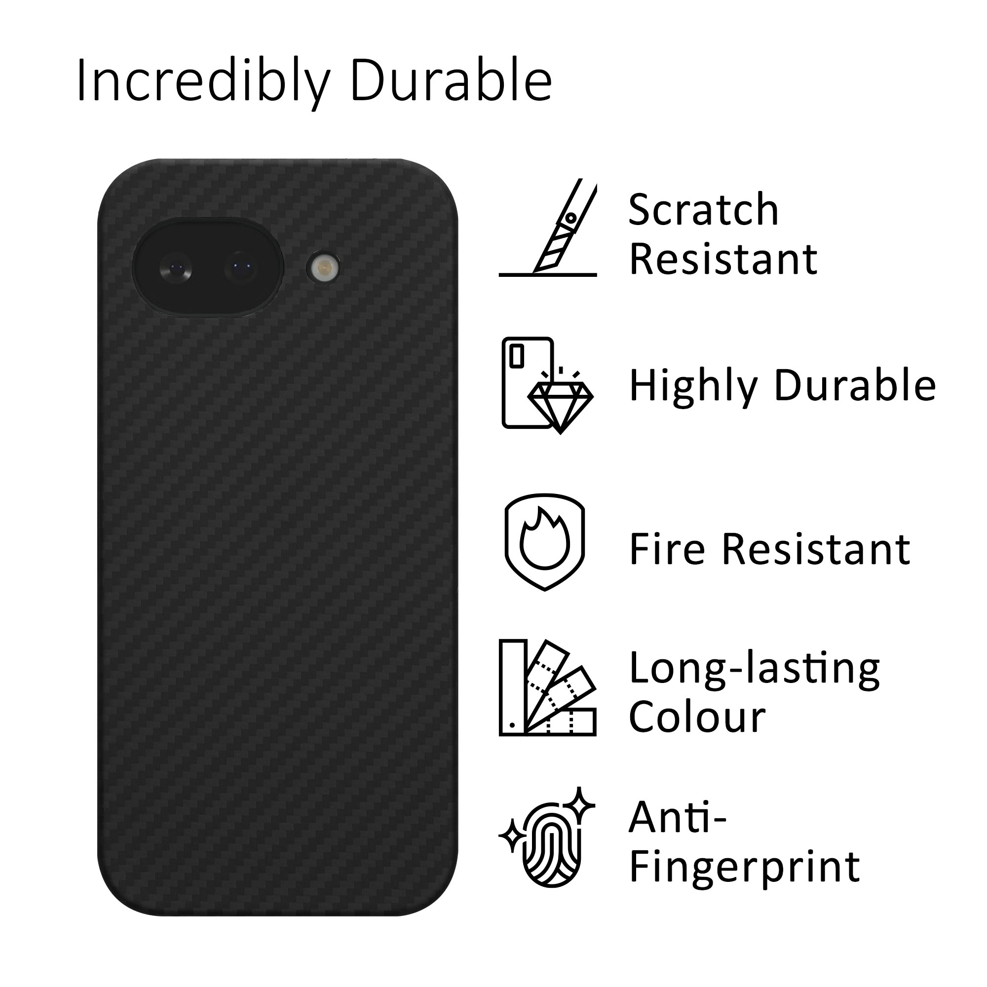 Pouzdro z aramidového vlákna pro Google Pixel 10a kalibri tenké - matná černá