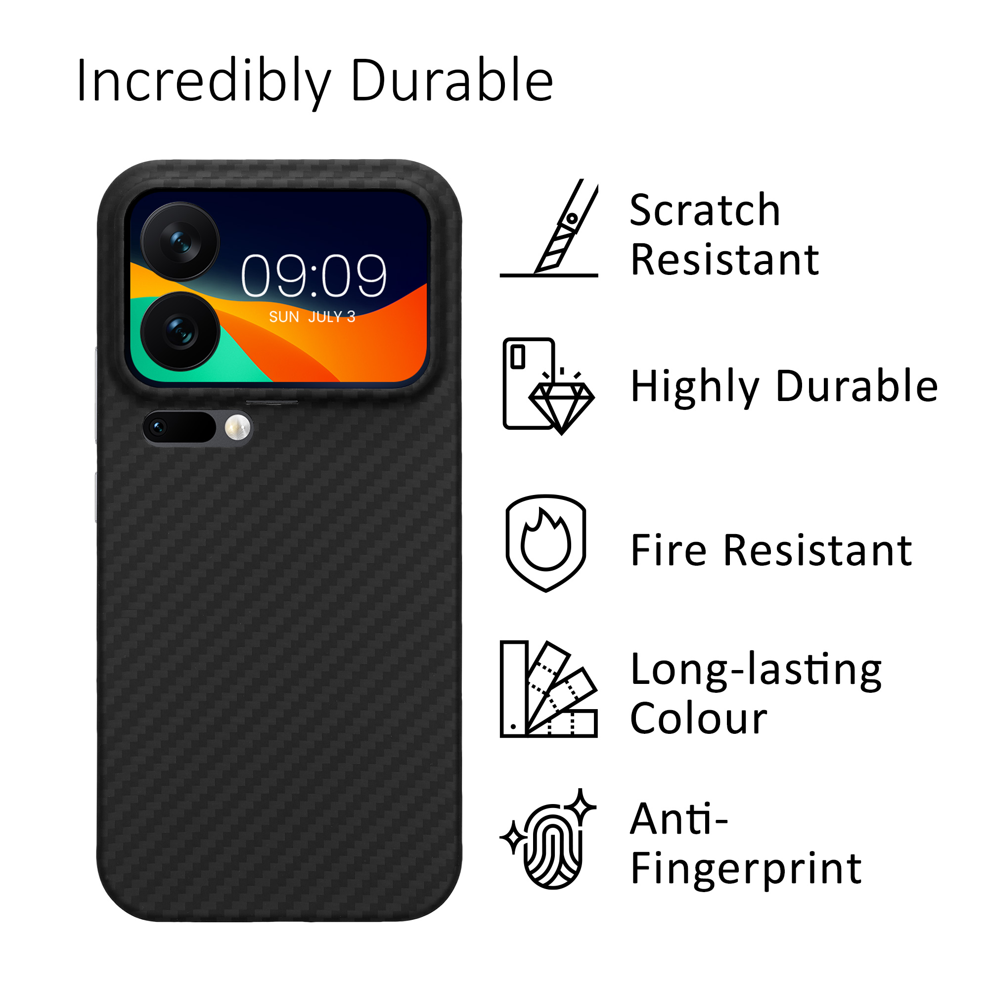 Pouzdro z aramidového vlákna pro Xiaomi 17 Pro kalibri tenké - matná černá