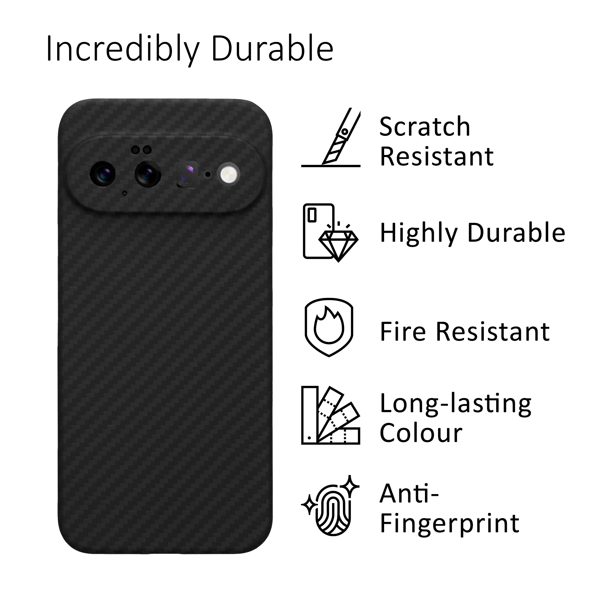 Pouzdro z aramidového vlákna pro Google Pixel 11 kalibri tenké - matná černá