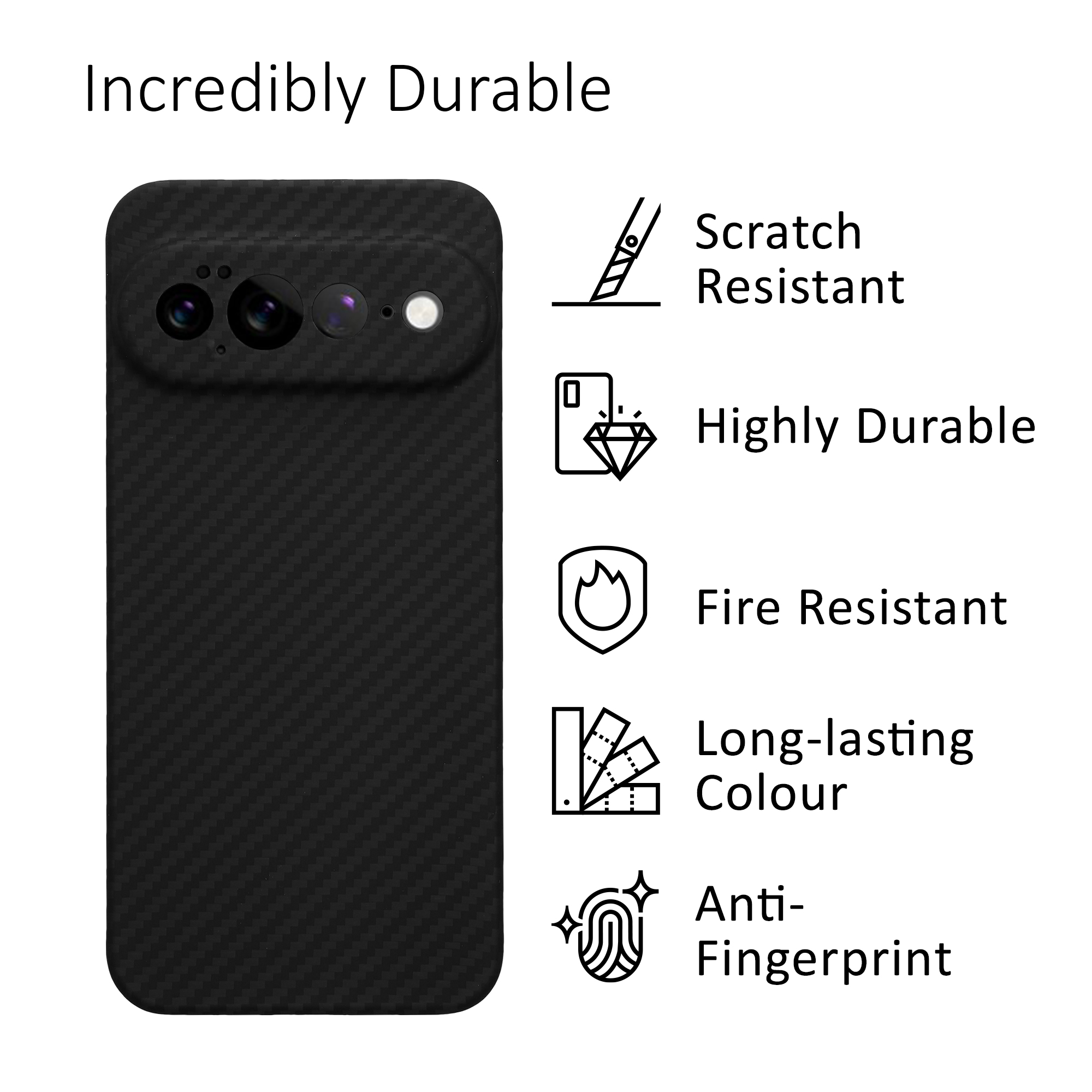 Pouzdro z aramidového vlákna pro Google Pixel 11 Pro XL kalibri tenké - matná černá