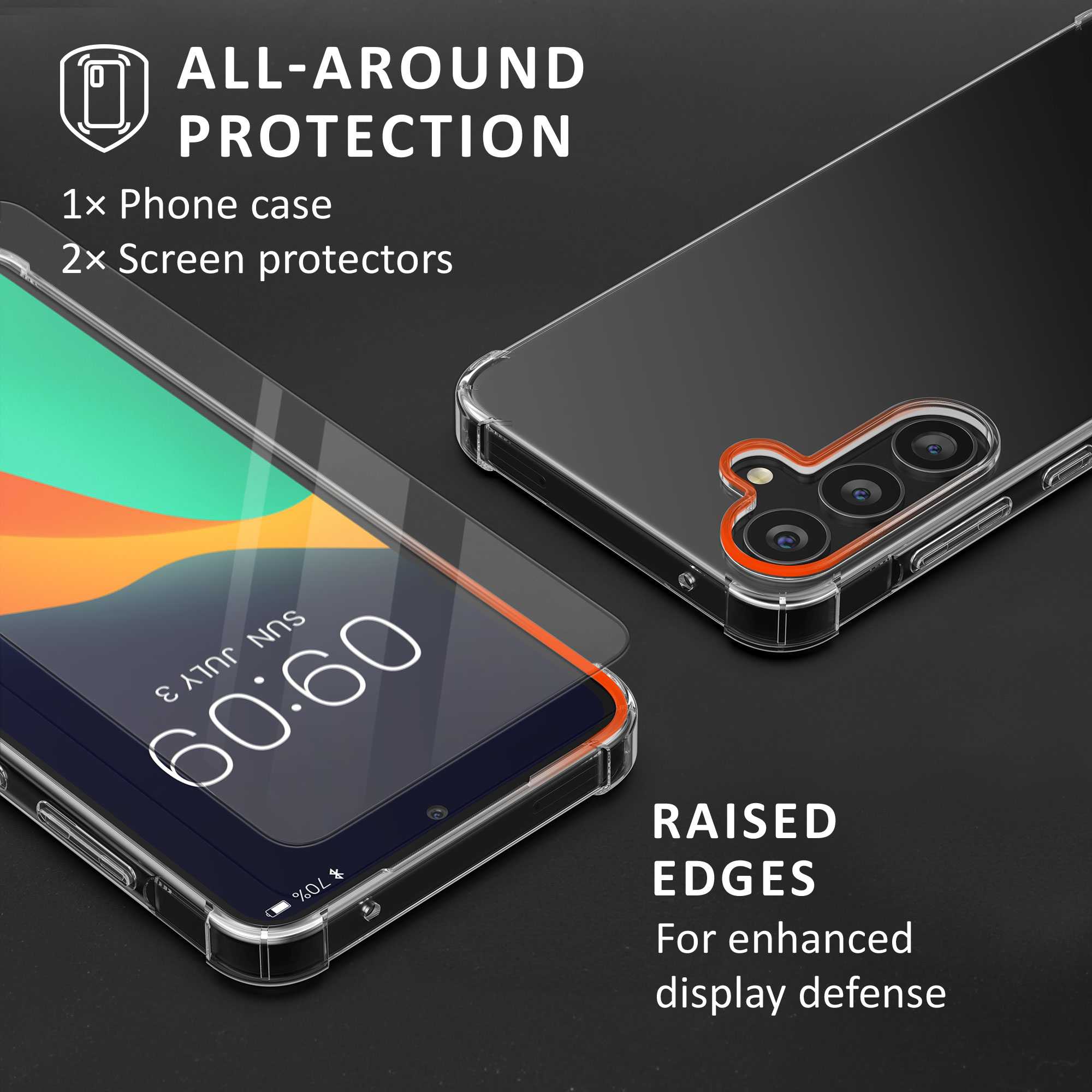 Průhledný kryt na mobil Samsung Galaxy A55 5G kalibri TPU + 2x tvrzené sklo transparentní