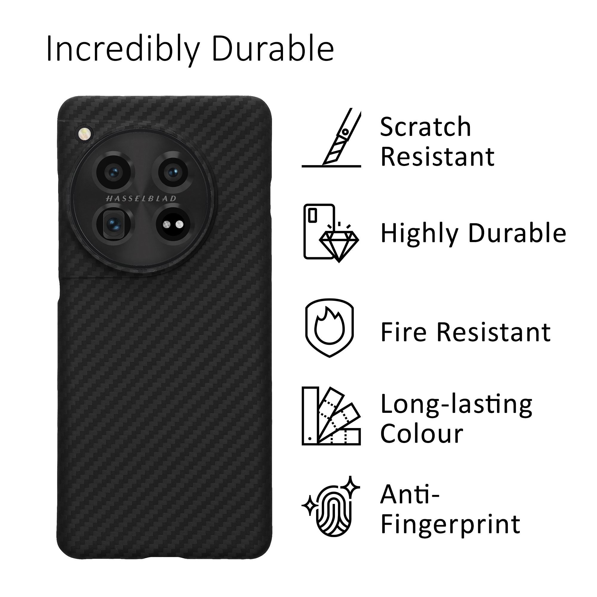 Aramidový kryt na mobil OnePlus 12 kalibri černý