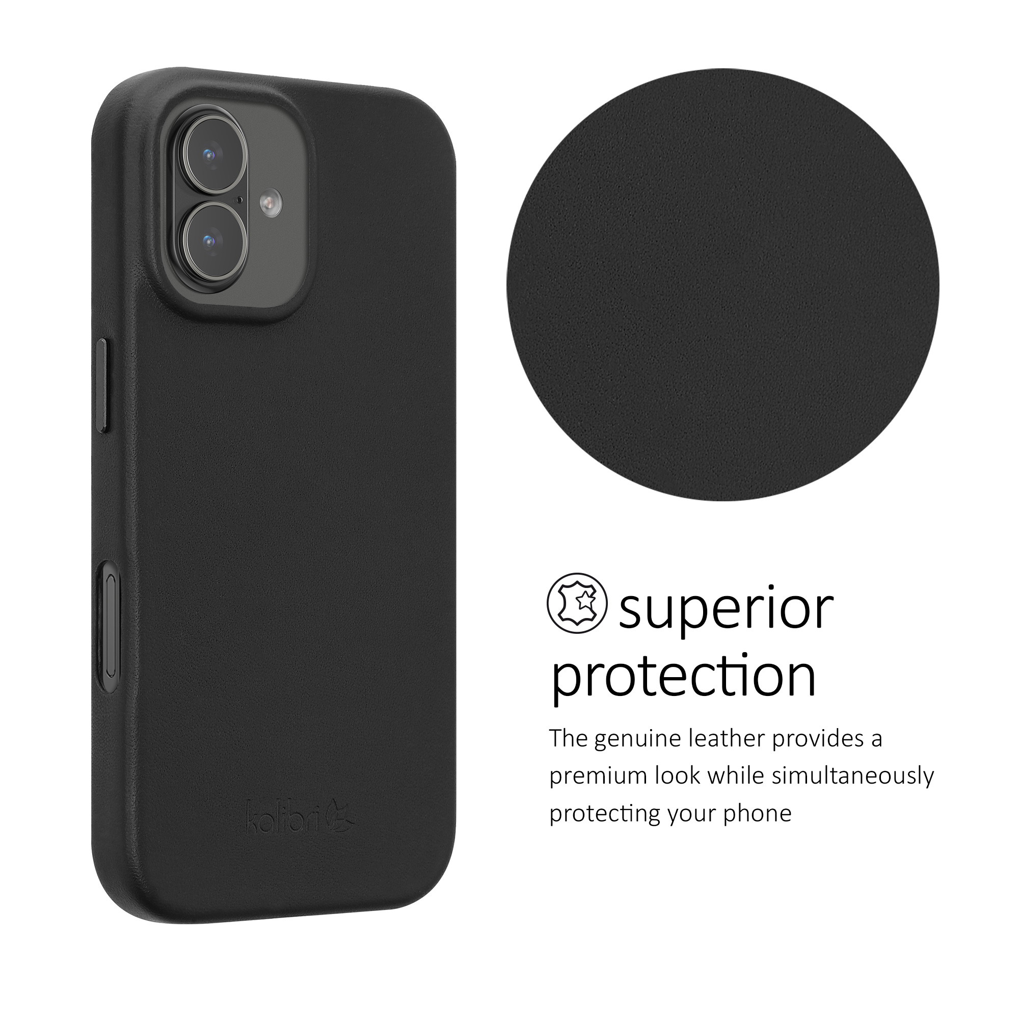Pouzdro pro Apple iPhone 17 kalibri z pravé kůže - černá