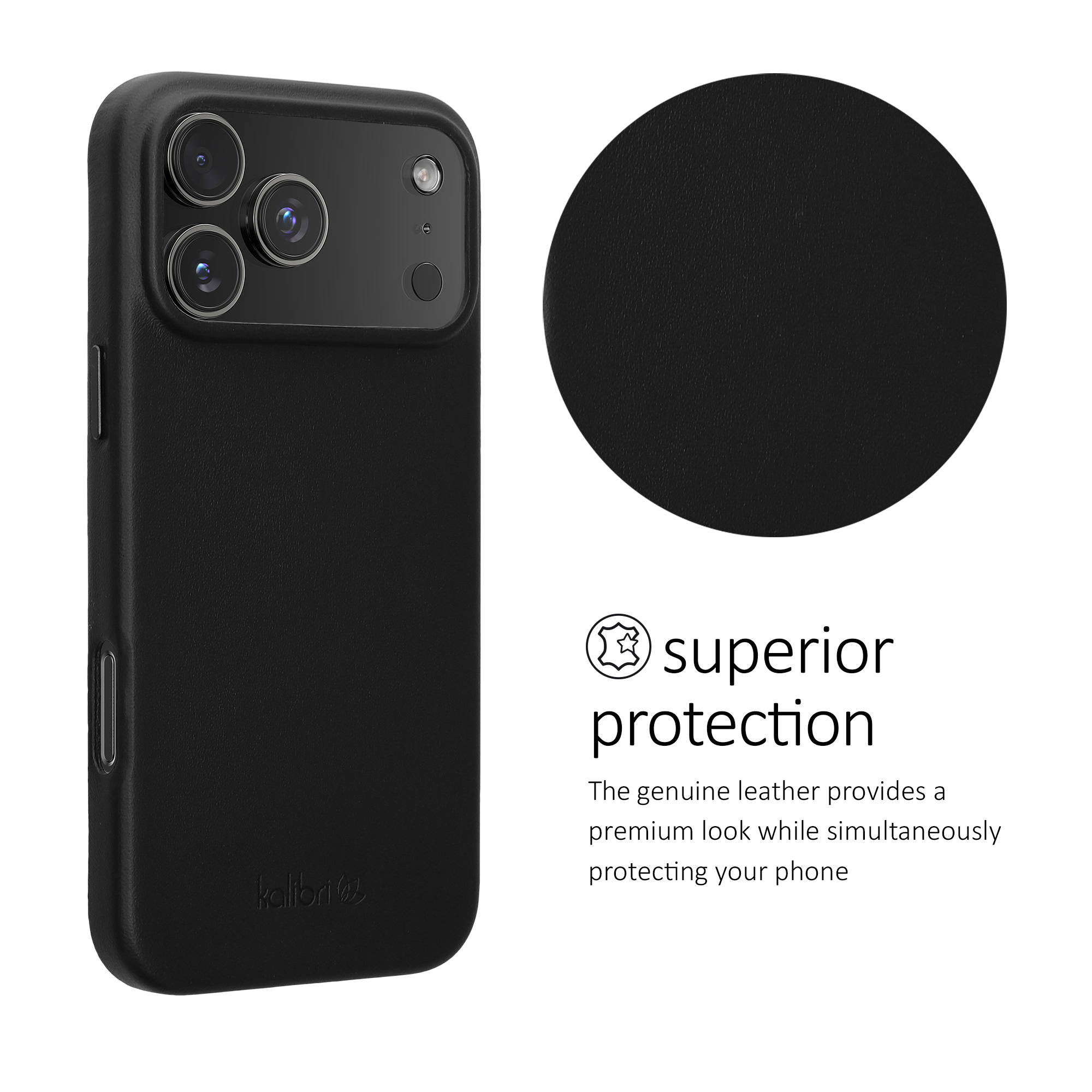 Pouzdro pro Apple iPhone 18 Pro Max / iPhone 17 Pro Max kalibri z pravé kůže - černá