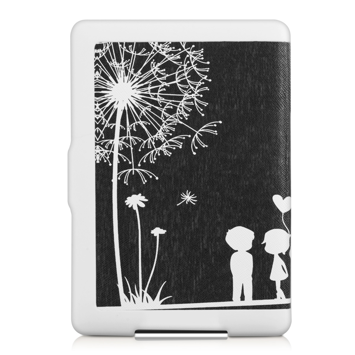 Pouzdro na čtečku kwmobile Kindle Paperwhite - Dandelion Love - bílá / černá