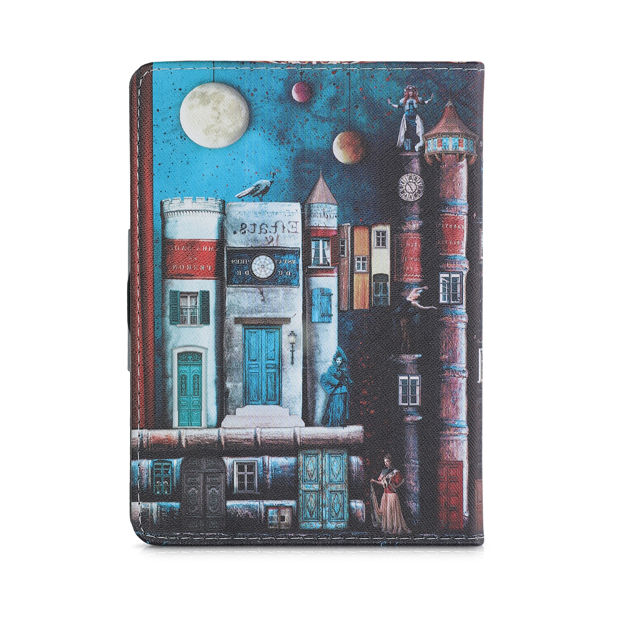 Pouzdro na čtečku kwmobile pro Tolino Vision 1 / 2 / 3 / 4 HD - motiv Book City, vícebarevná