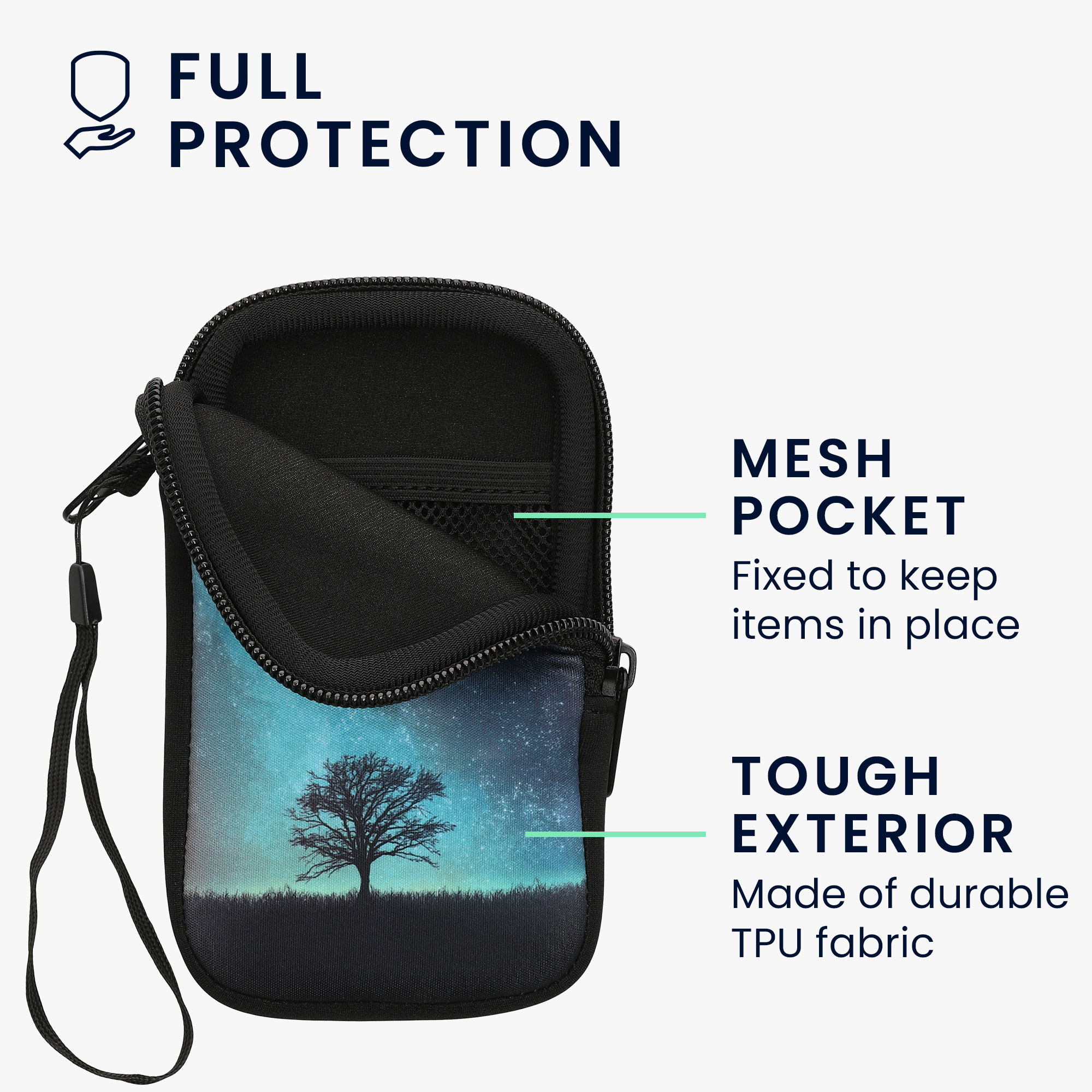Univerzální pouzdro na mobil Smartphone Size S kwmobile - cosmic nature blue / šedá / černá