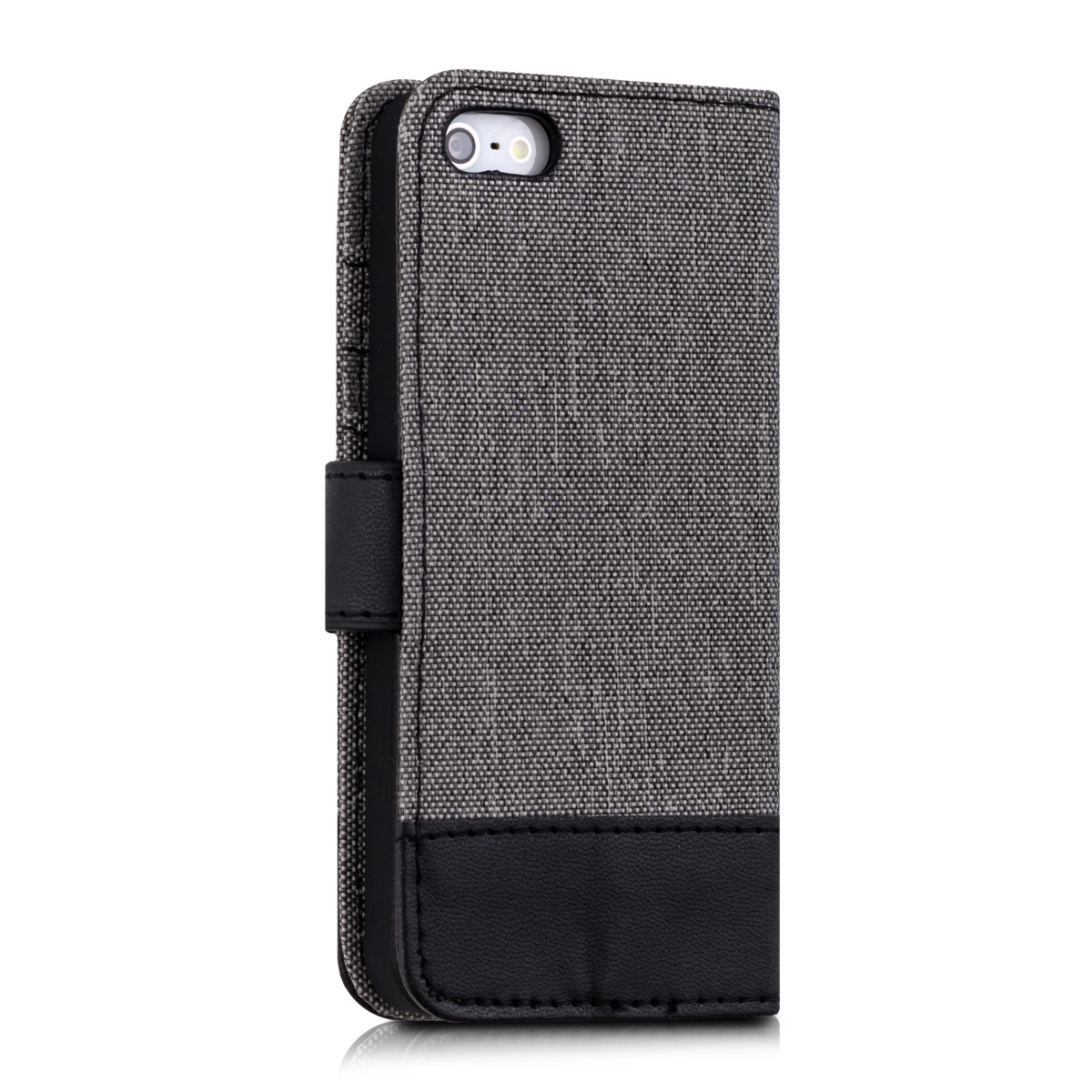 Flipové pouzdro kwmobile pro iPhone SE (1. generace 2016) / iPhone 5 / iPhone 5S - šedá / černá