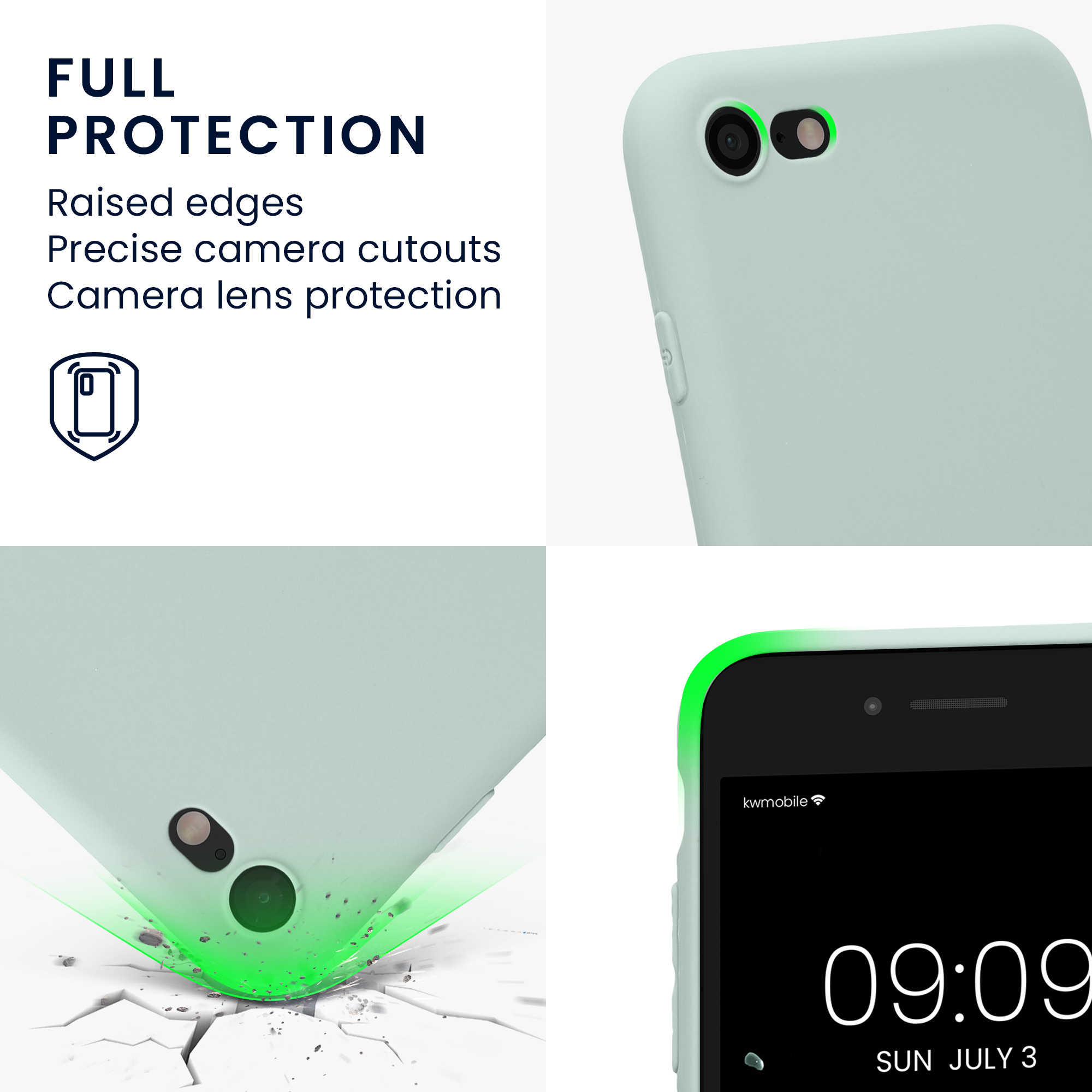 Silikonový TPU kryt kwmobile pro iPhone SE 2022/2020/8/7 - mátová