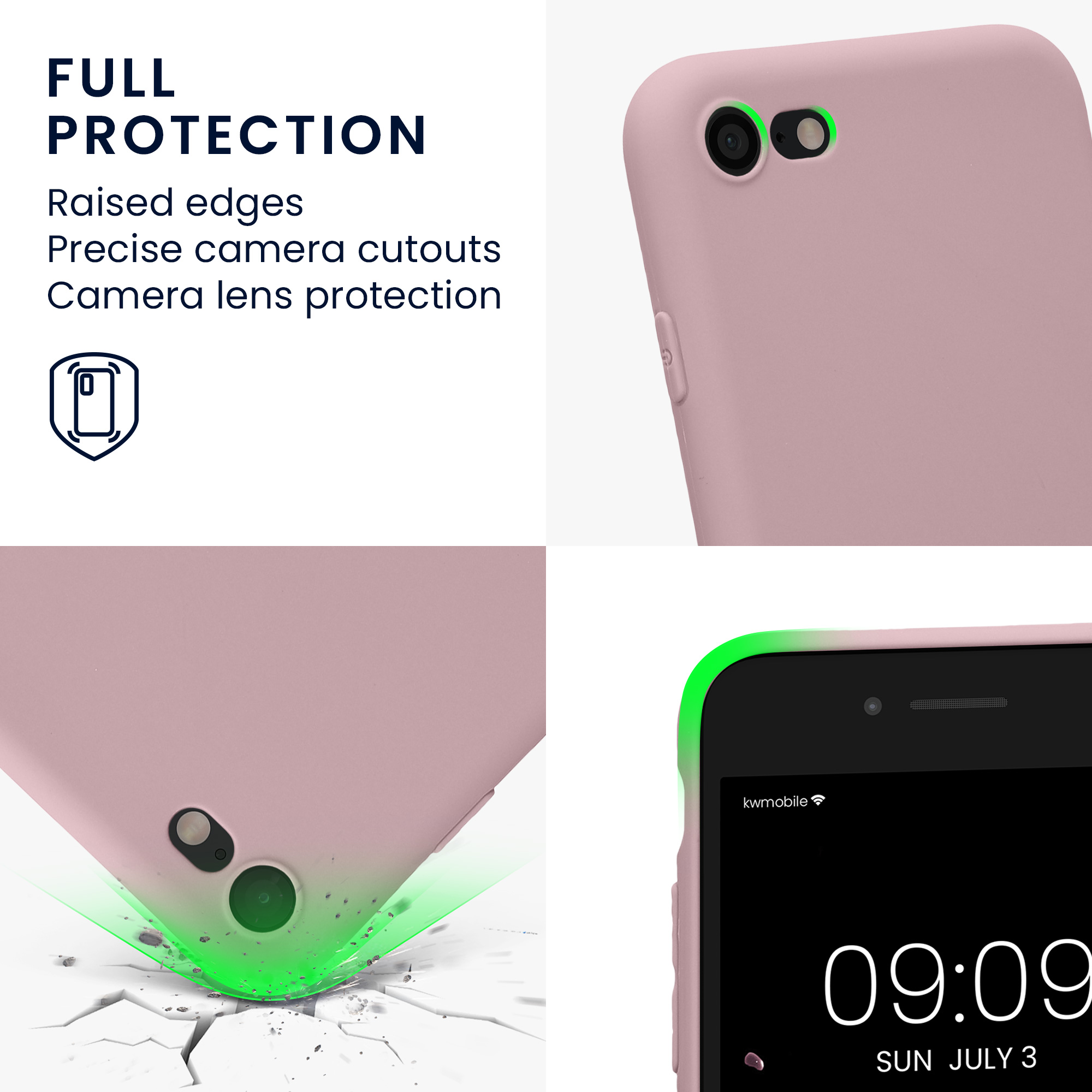 Silikonový TPU kryt kwmobile pro iPhone SE 2022/2020/8/7 - mauve