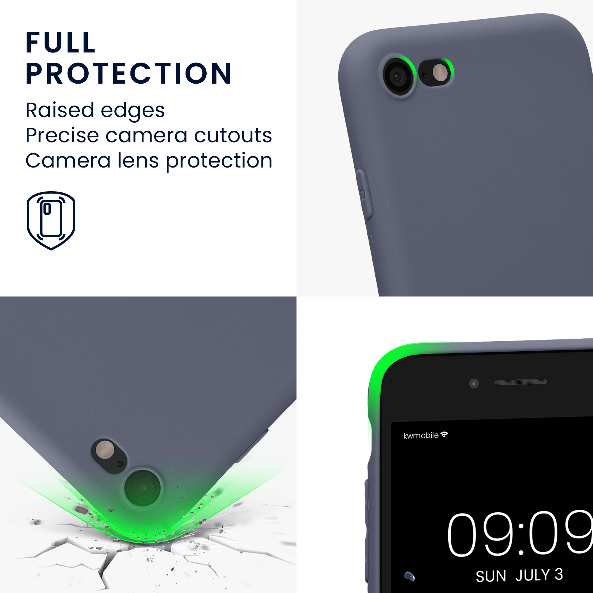 Silikonový TPU kryt kwmobile pro iPhone SE 2022/2020/8/7 - modrošedá