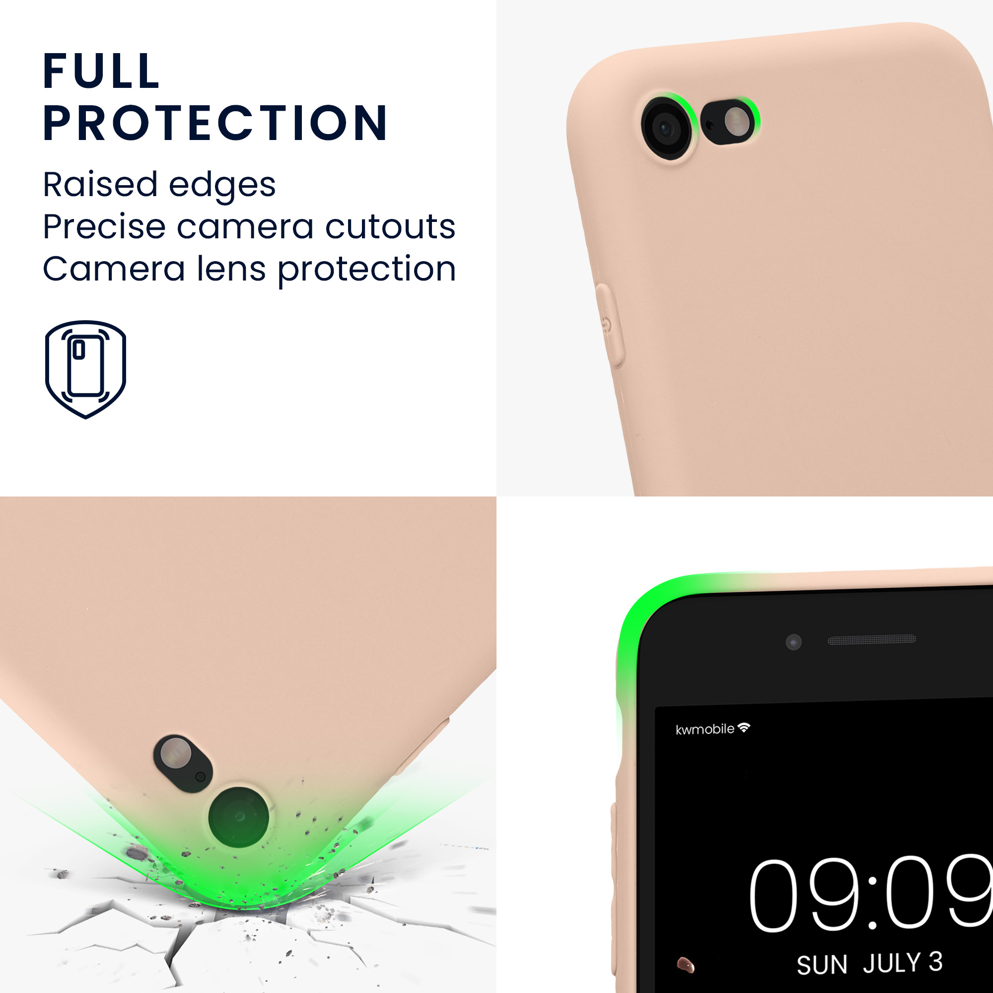 Silikonový TPU kryt kwmobile pro iPhone SE 2022/2020/8/7 - kokosová