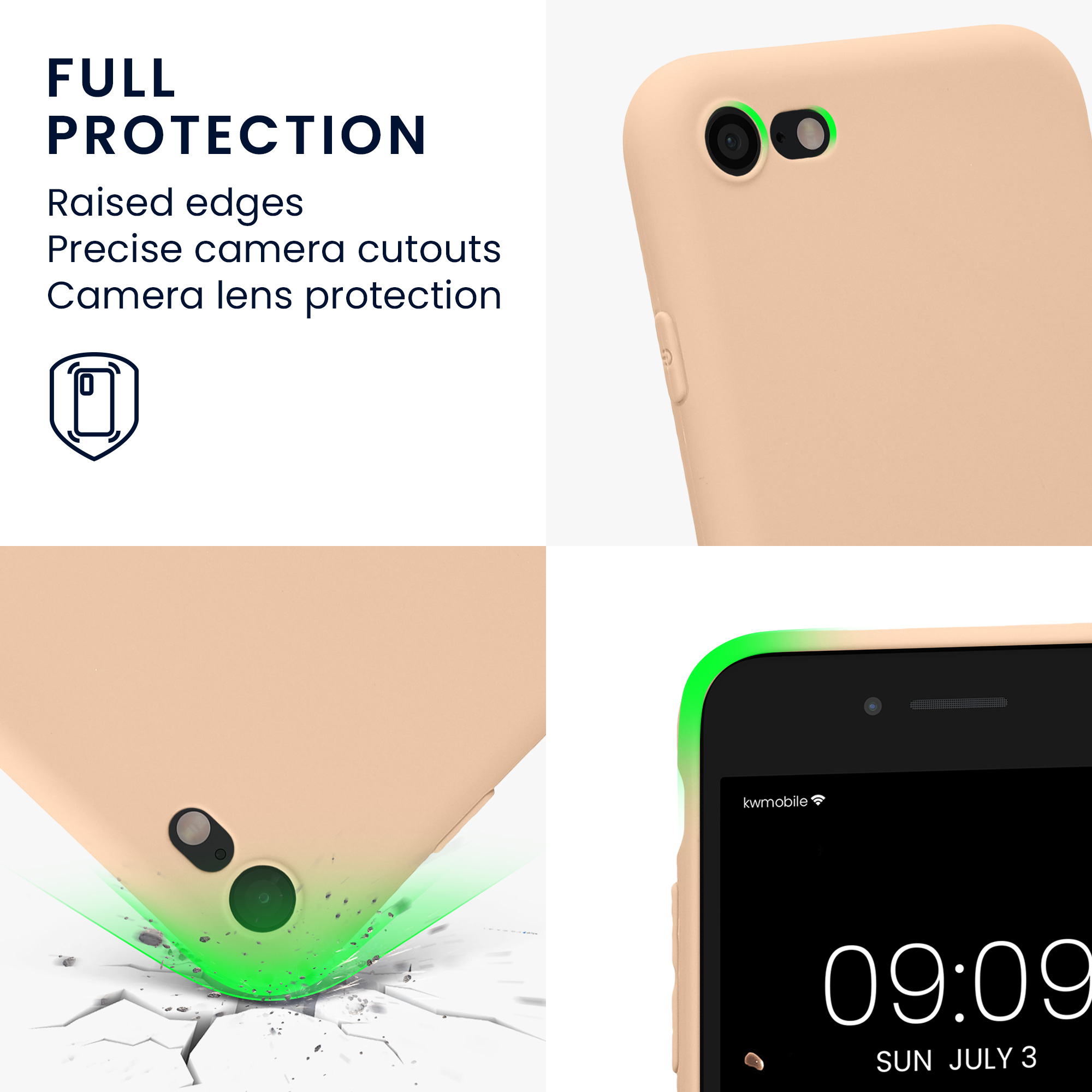 Pouzdro pro Apple iPhone SE (2022) / SE (2020) / 8 / 7 kwmobile tenké TPU - pastelová broskvová