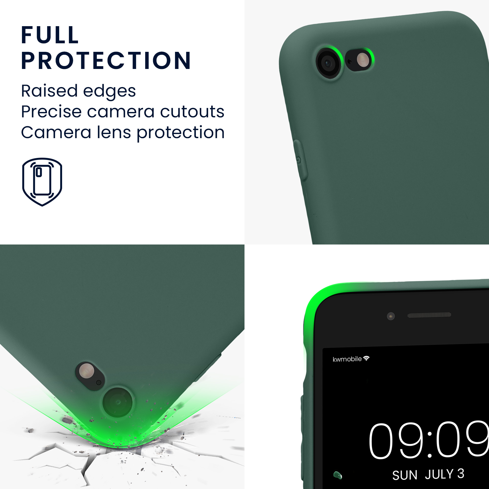 Pouzdro pro Apple iPhone SE (2022) / SE (2020) / 8 / 7 kwmobile tenké TPU - lesní zelená
