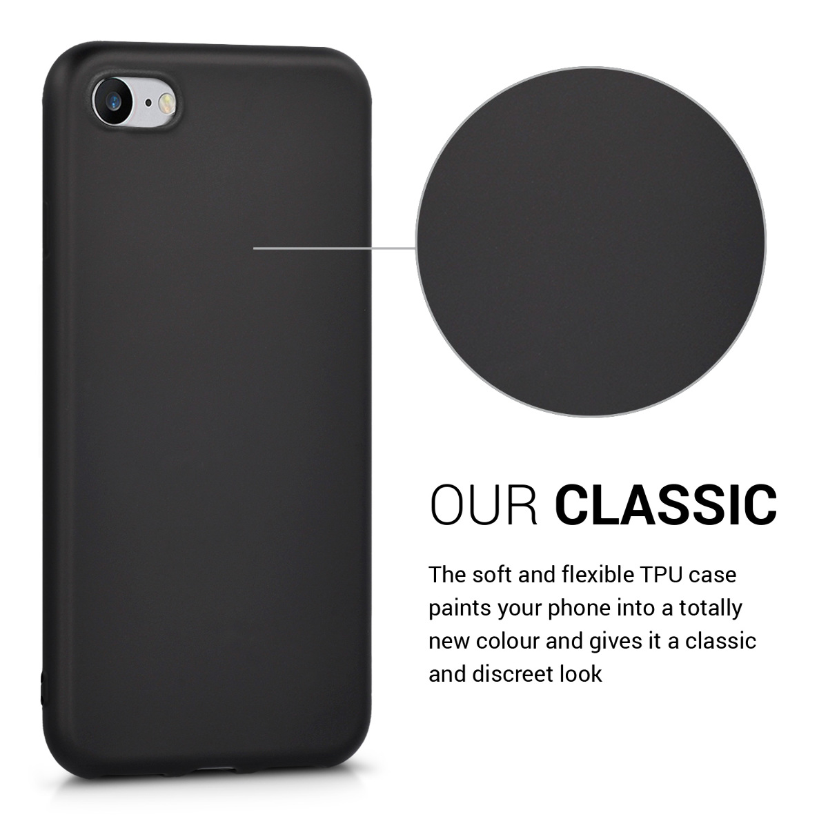 Metalický TPU kryt kwmobile pro iPhone SE 2022/2020/8/7 - metalická černá
