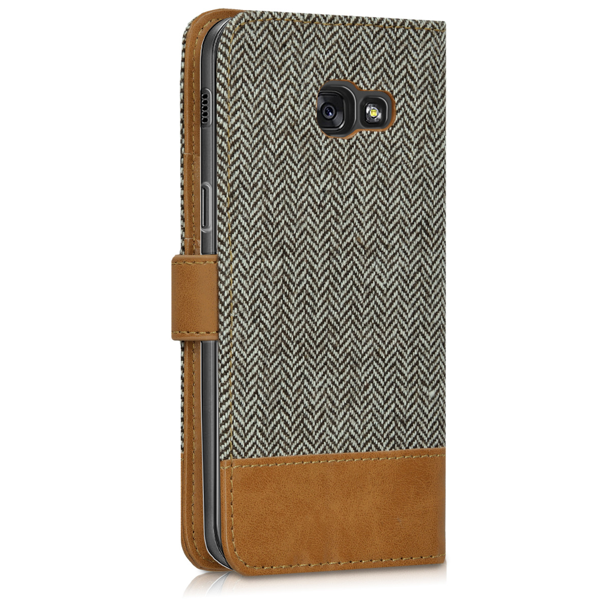 Flip pouzdro peněženka Samsung Galaxy A5 (2017) kwmobile textil ekokůže Tmavě šedá / hnědá