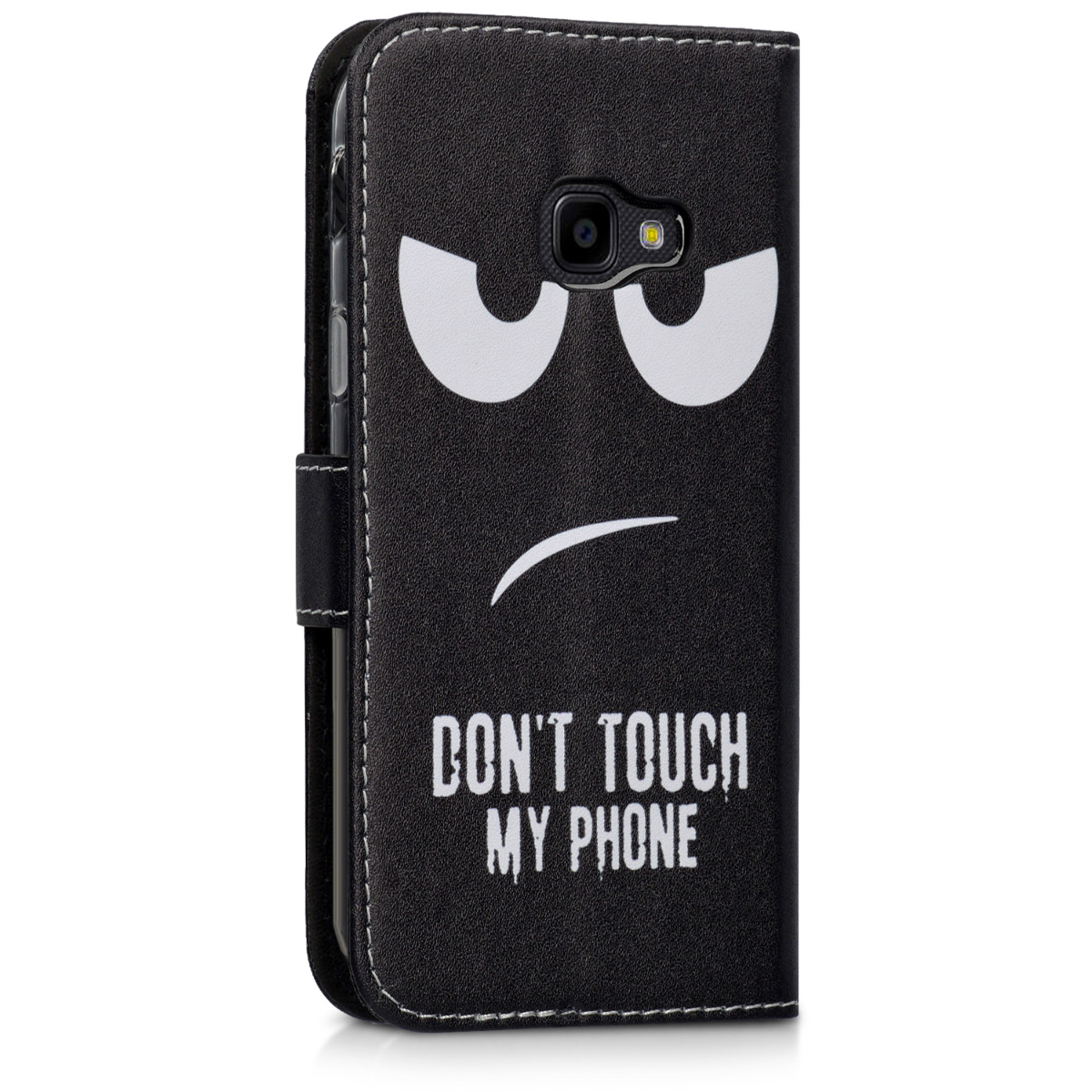 Flip pouzdro na mobil Galaxy Xcover 4 / 4S kwmobile peněženkové motiv Don't Touch My Phone bílý