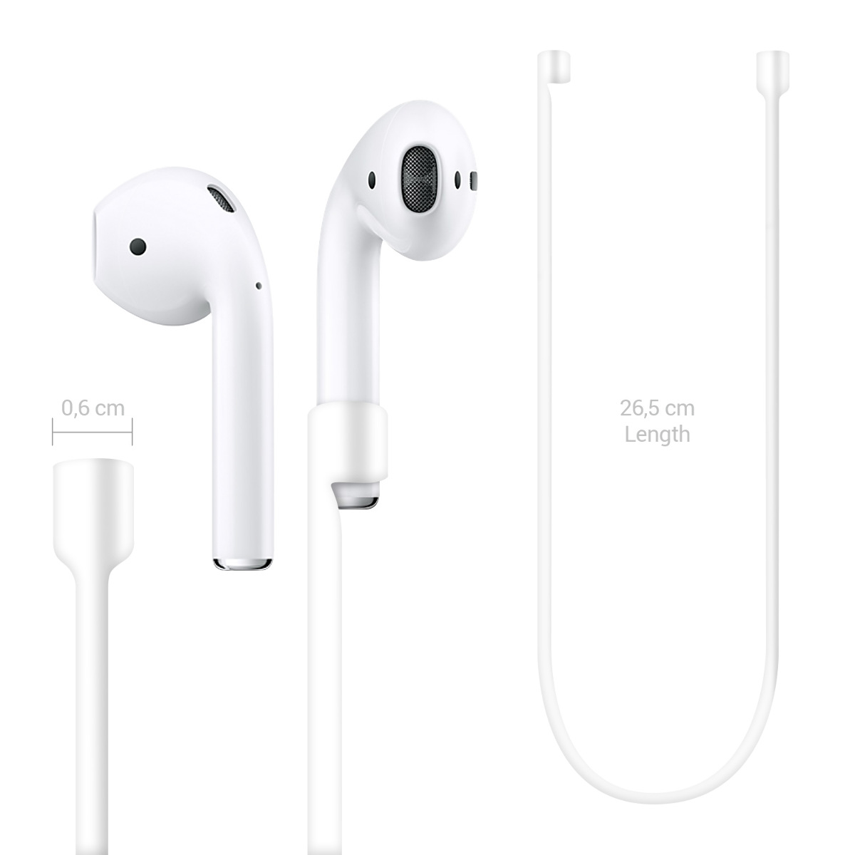 Silikonová šňůrka AirPods kwmobile anti-loss bílá 1 ks