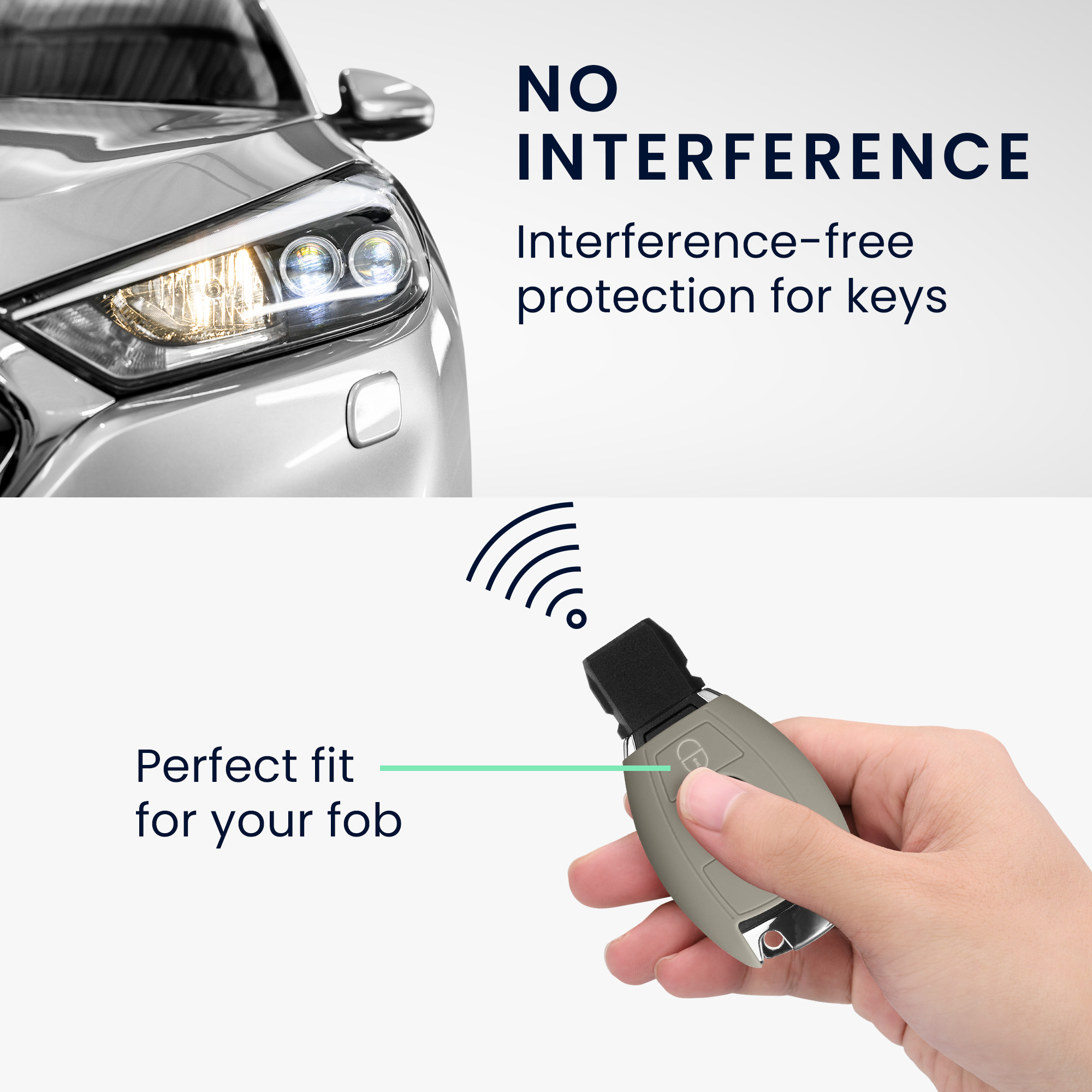 Obal na klíč od auta pro Mercedes-Benz klíč se 2 tlačítky (pouze Keyless Go) kwmobile - šedá