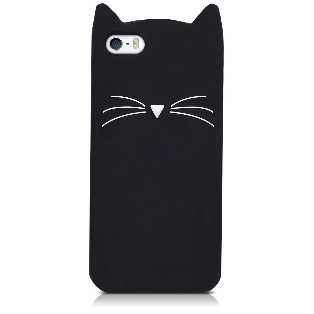 Silikonový kryt kwmobile pro Apple iPhone SE (1.Gen 2016) / iPhone 5 / iPhone 5S - kočka, černá, bílá
