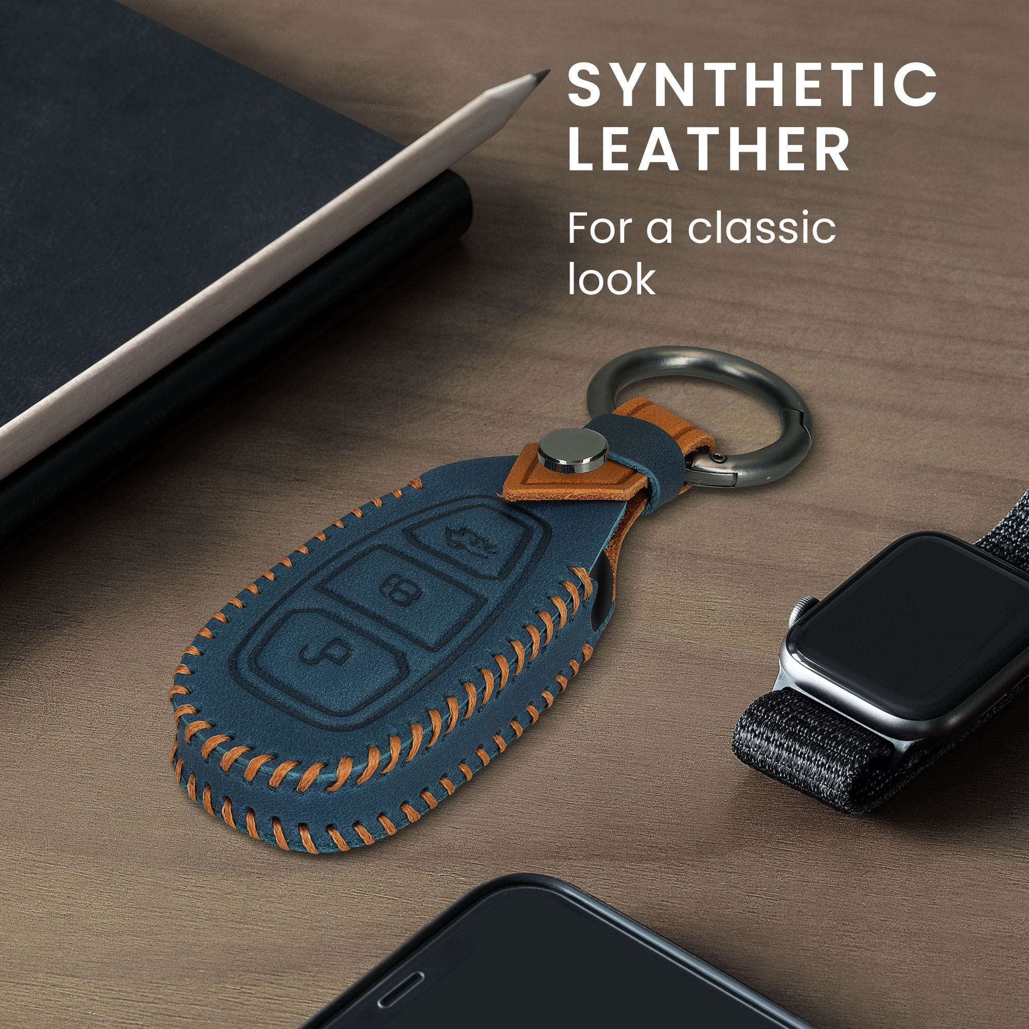 Kryt klíče Ford 3 tlačítka Keyless Go kwmobile námořnická / světl