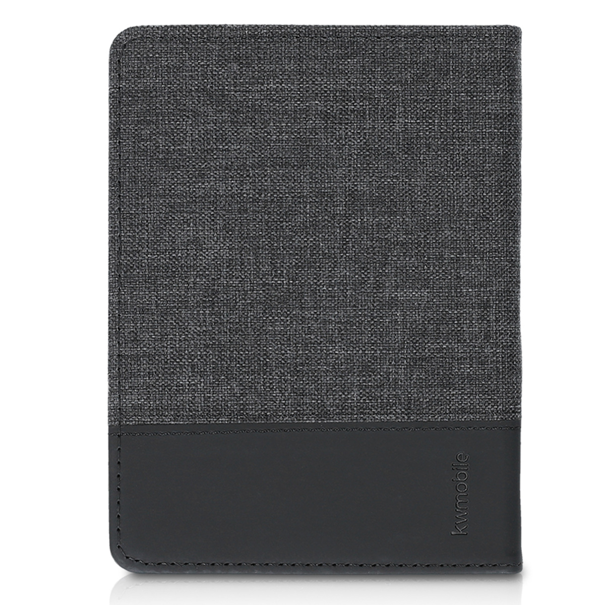Pu kožené canvas pouzdro na čtečku Kobo Aura Edition 1 antracitovo-černé se stojánkem