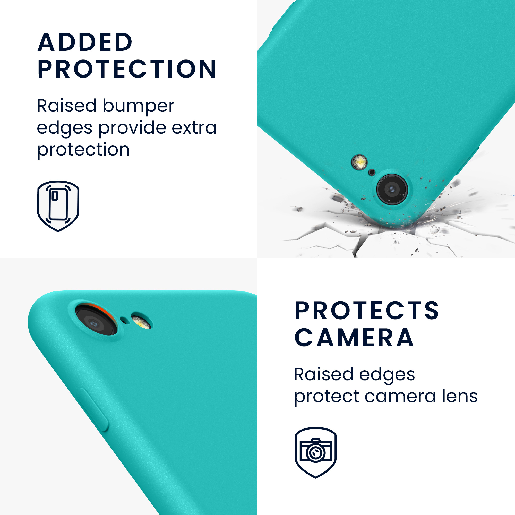 Silikonový TPU kryt kwmobile pro iPhone SE 2022/2020/8/7 - neonově tyrkysová