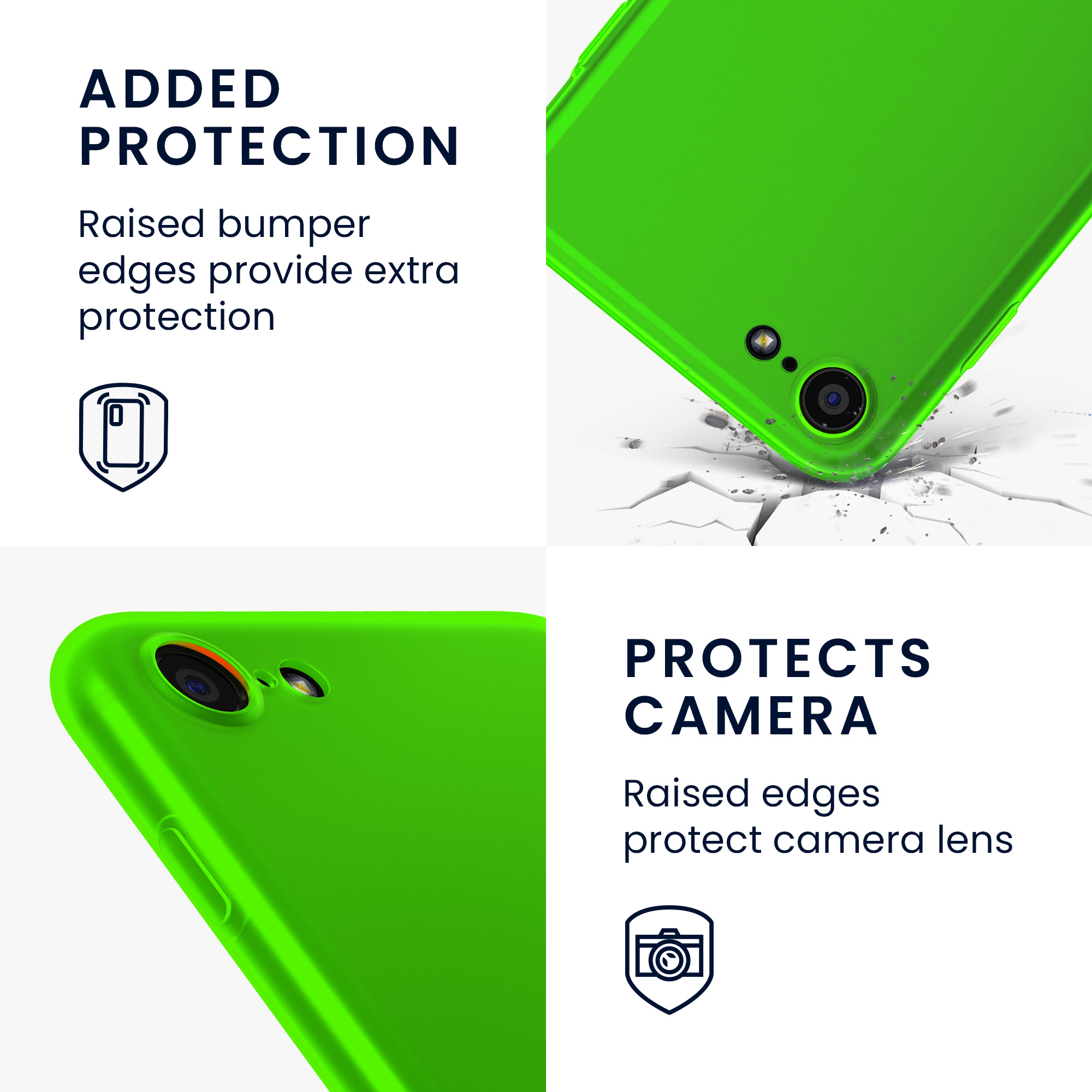 Silikonový TPU kryt kwmobile pro iPhone SE 2022/2020/8/7 - neonově zelená