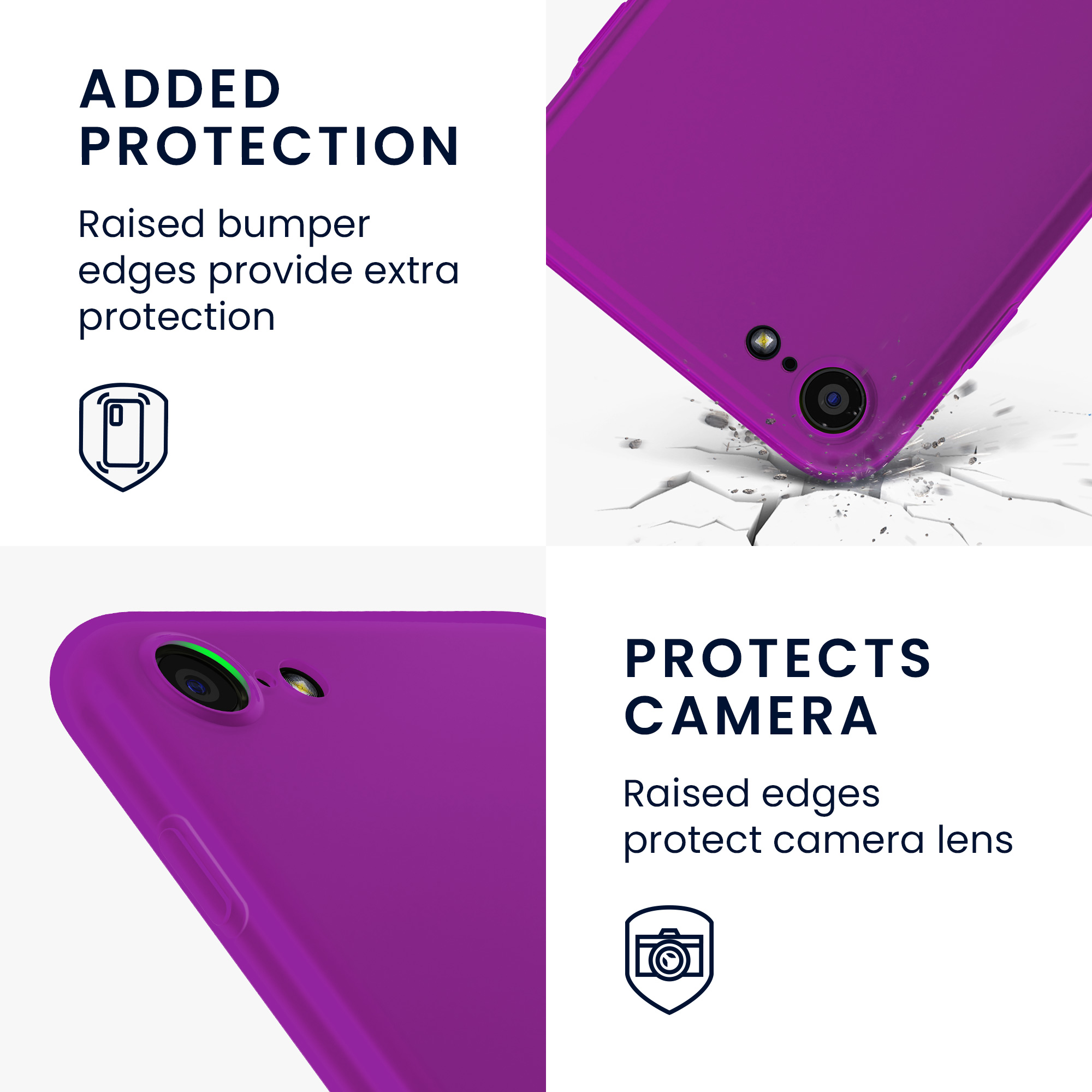 Silikonový TPU kryt kwmobile pro iPhone SE 2022/2020/8/7 - neonově fialová