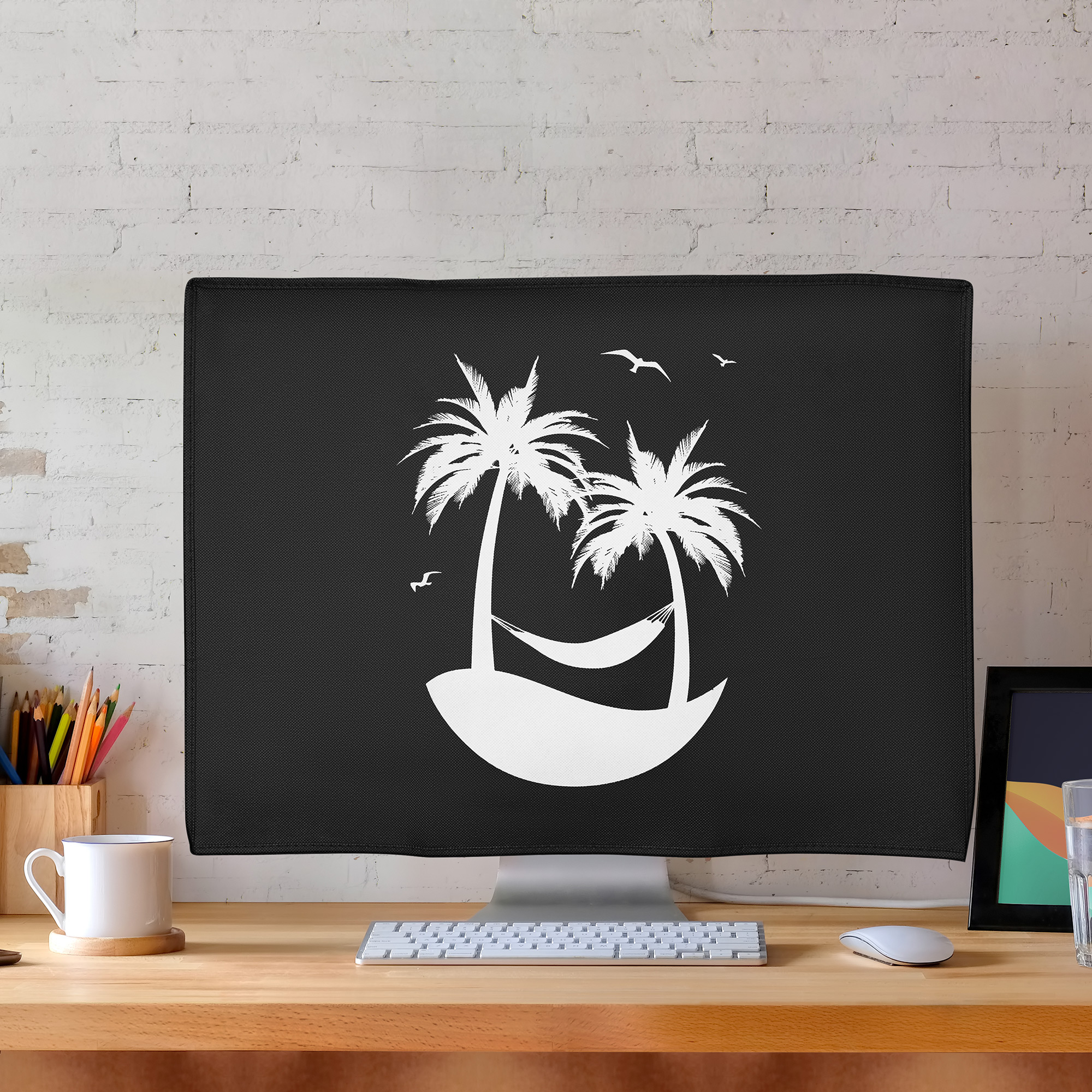 Kryt na monitor počítače pro 20-22" monitor kwmobile - Relax hammock černá / bílá