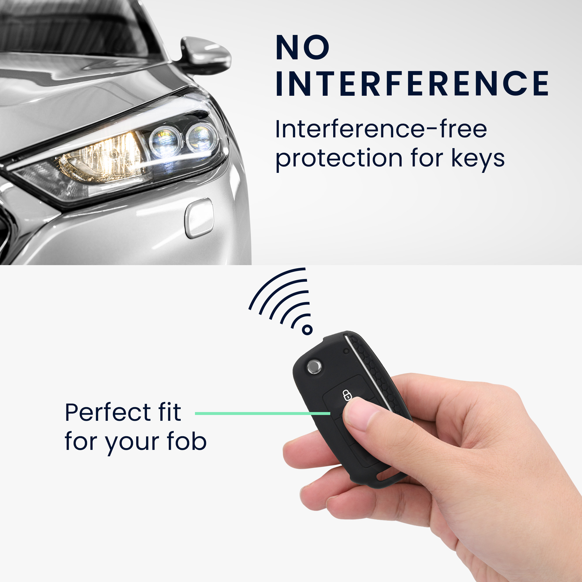 Pouzdro na klíč od auta kwmobile pro VW / Škoda / SEAT 3 tlačítkový klíč - bílá / černá
